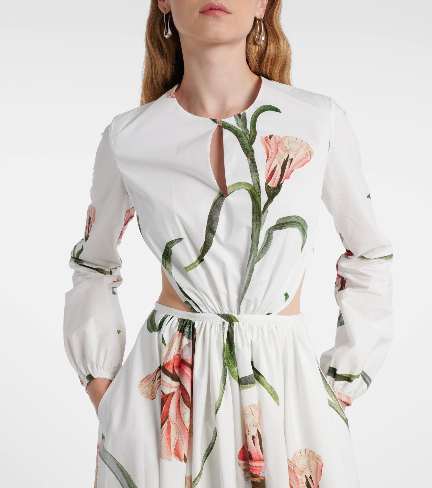 Macro Carnation cutout poplin maxi dress - 4