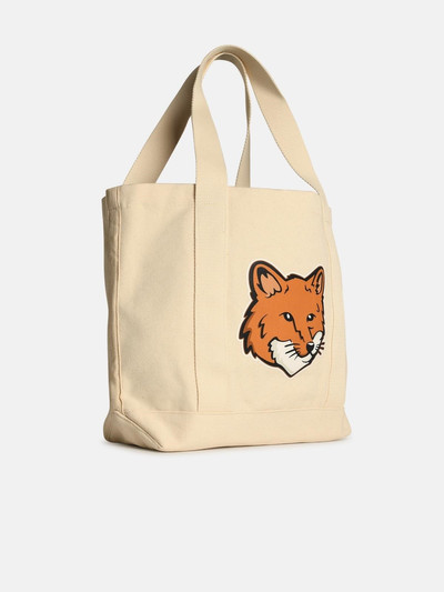 Maison Kitsuné 'FOX HEAD' LIGHT BEIGE COTTON SHOPPING BAG outlook