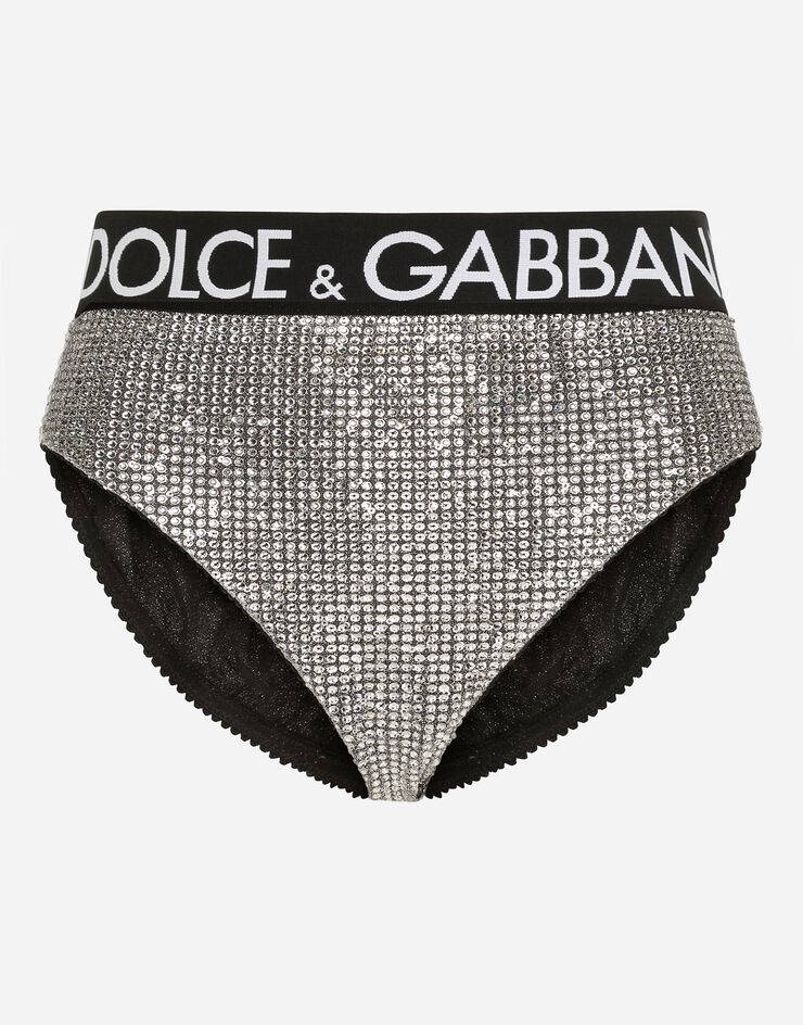 High-waisted briefs with branded elastic - 1