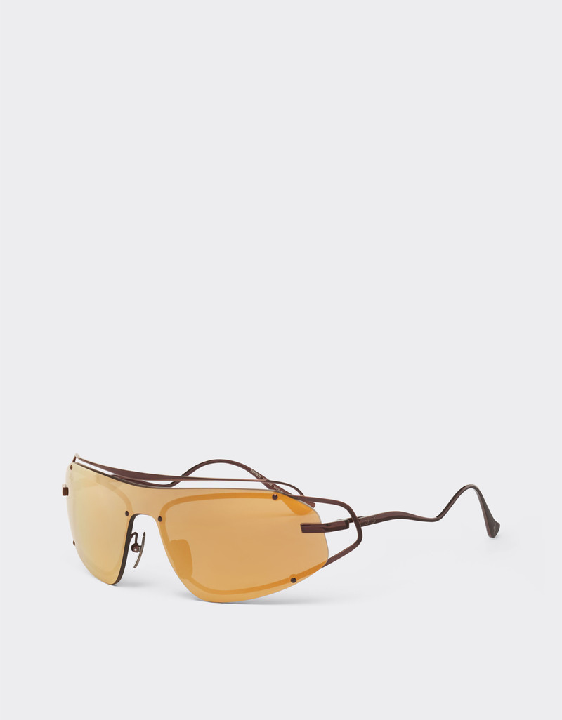 Ferrari sunglasses in brown titanium with gold-tone mirror brown shield 4