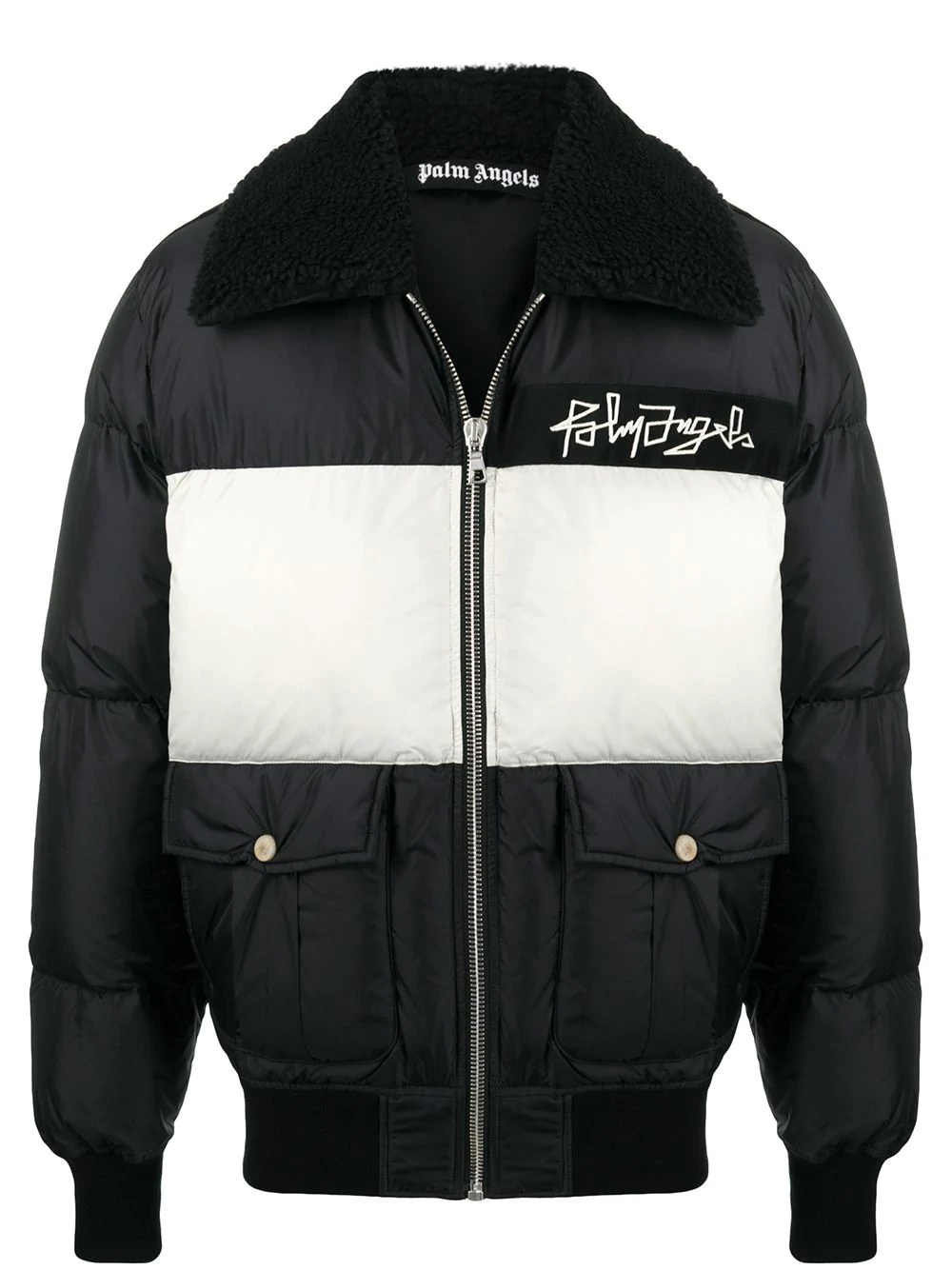 logo-print puffer jacket - 1