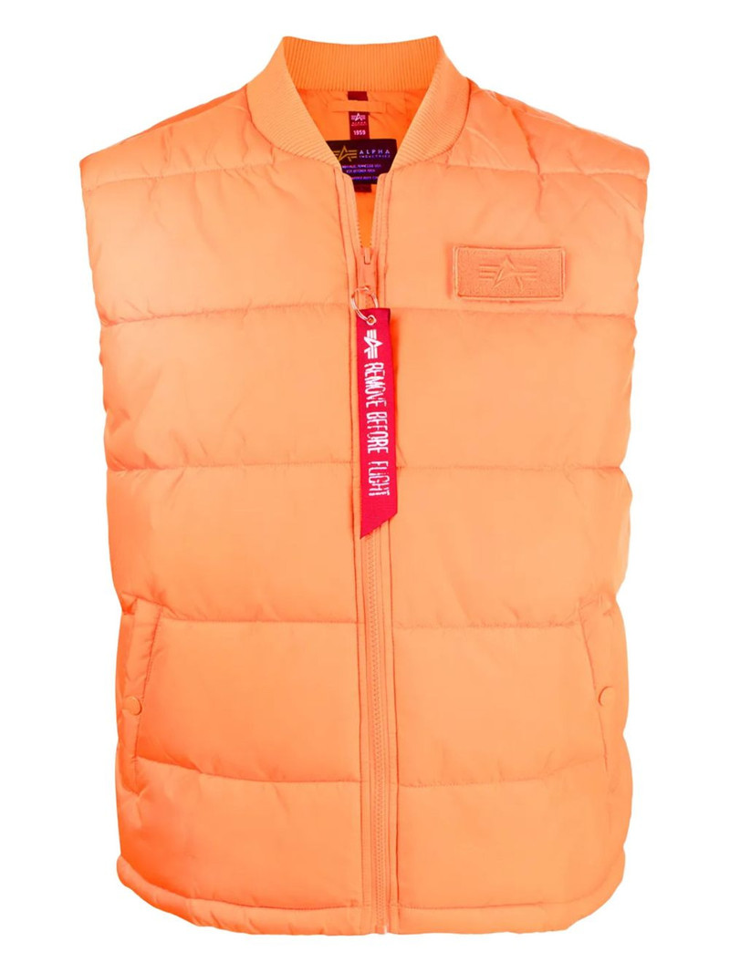 quilted logo-patch gilet 1