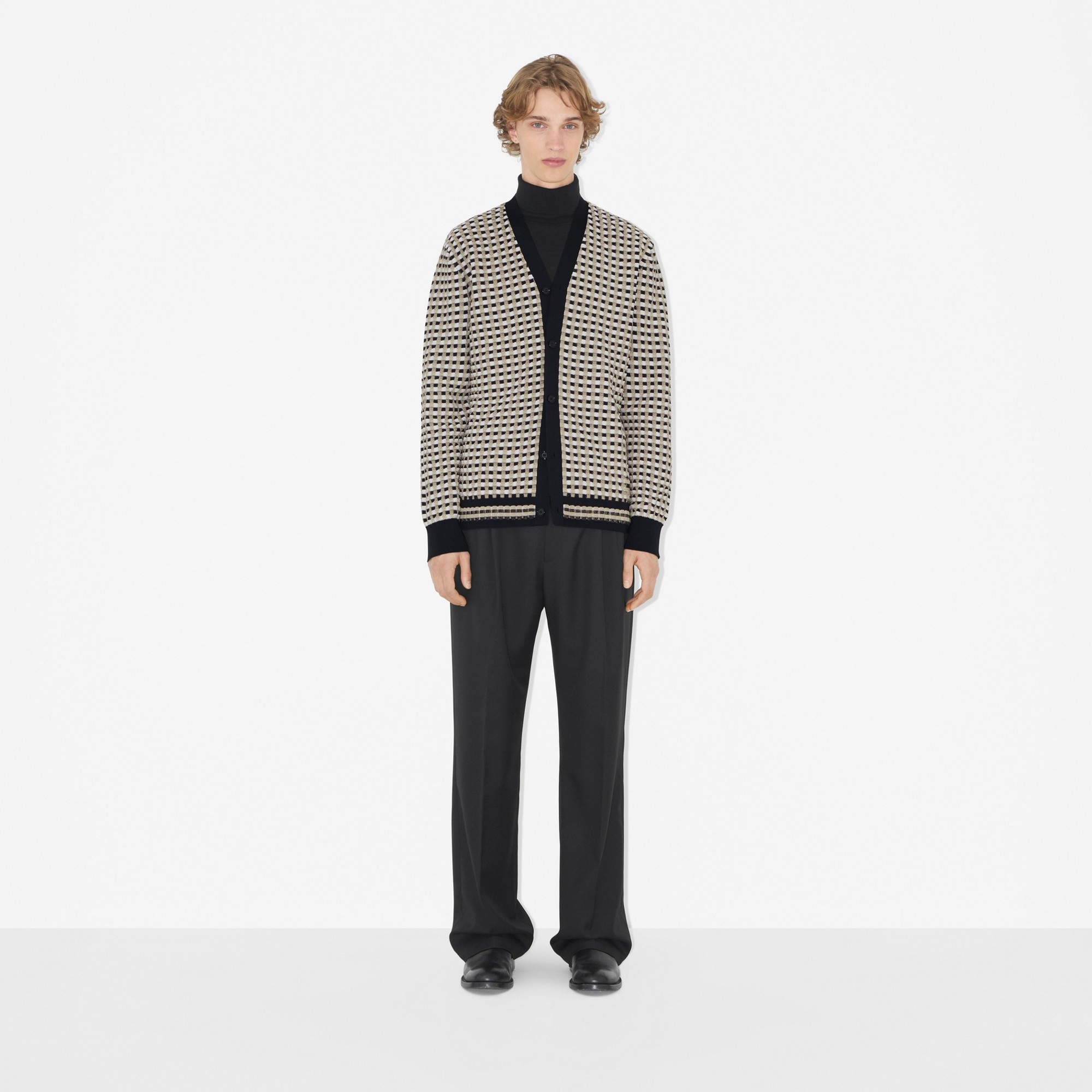 Check Cotton Blend Cardigan - 2