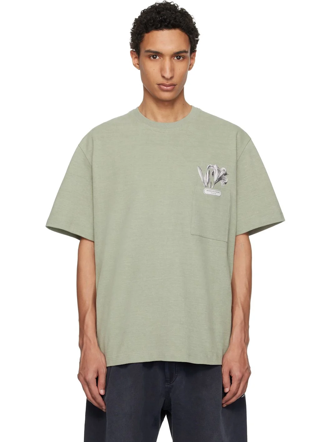 Khaki Flower Back Logo T-shirt - 1