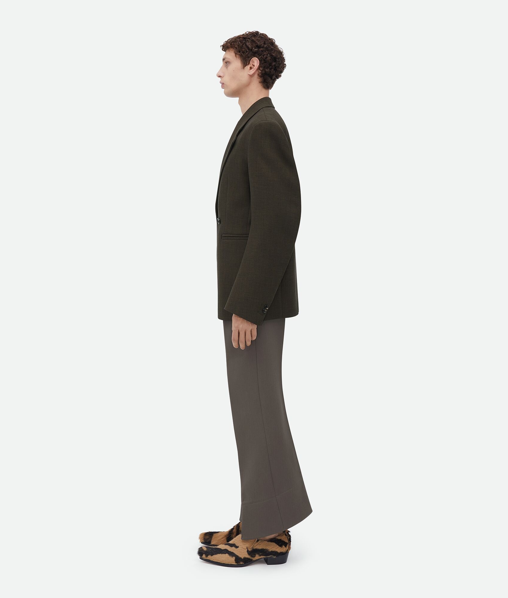 curved sleeves melange wool jacket - 2