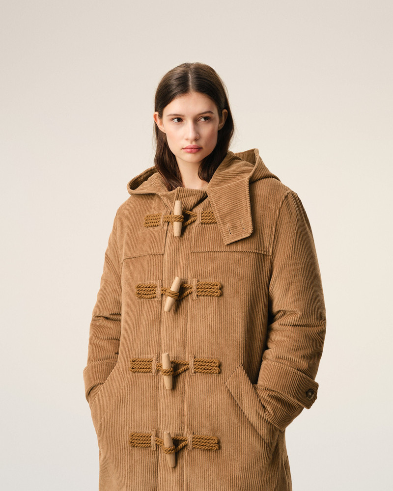 BROWN WOOL CORDUROY DUFFLE COAT 3