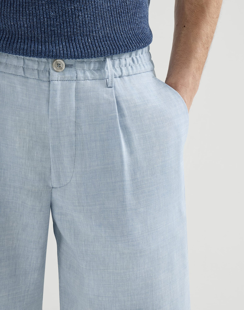 Linen and virgin wool chevron Bermuda shorts 4