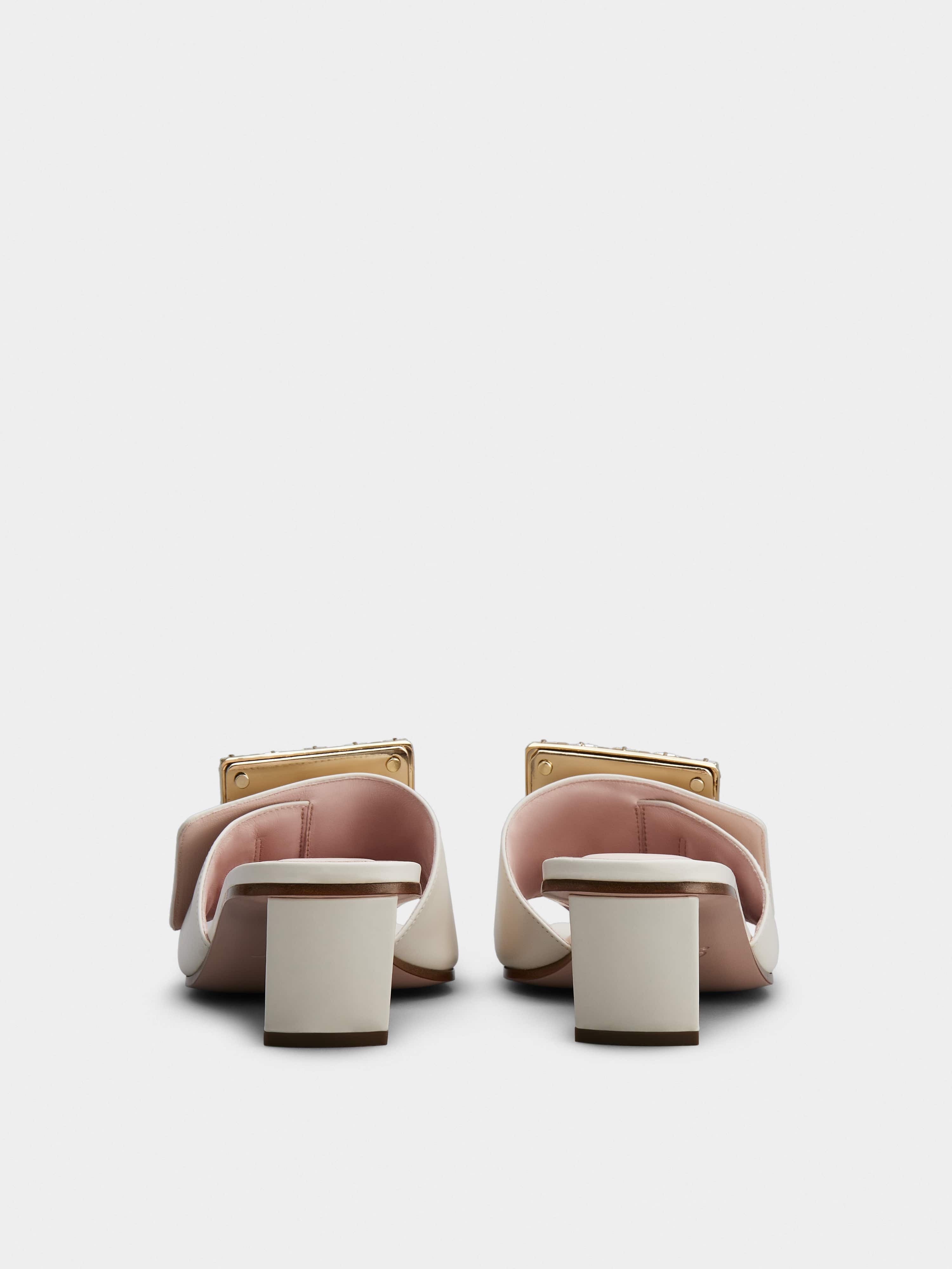 Love Rhinestone Buckle Mules in Leather - 5