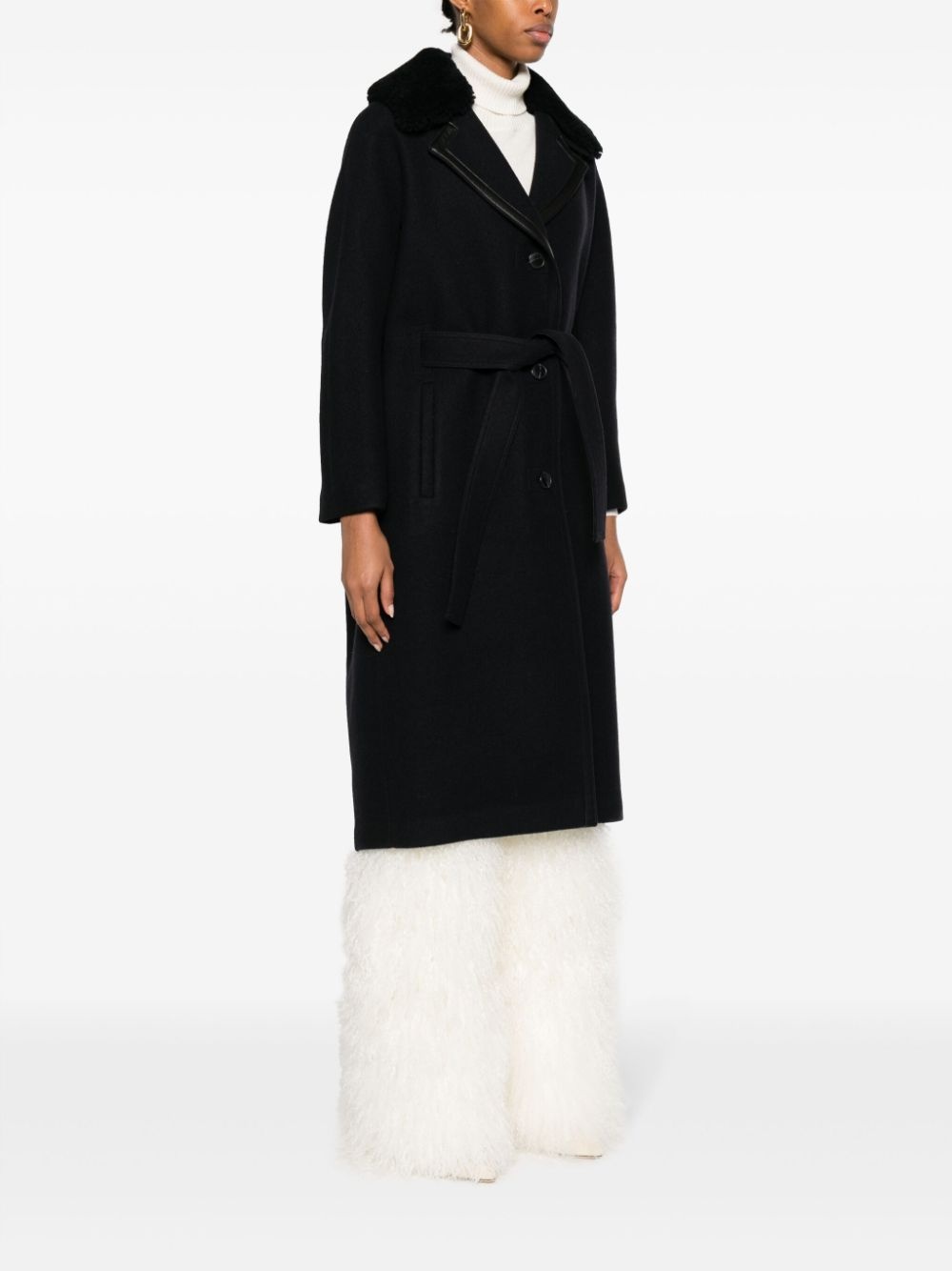 belted felted-wool coat - 3