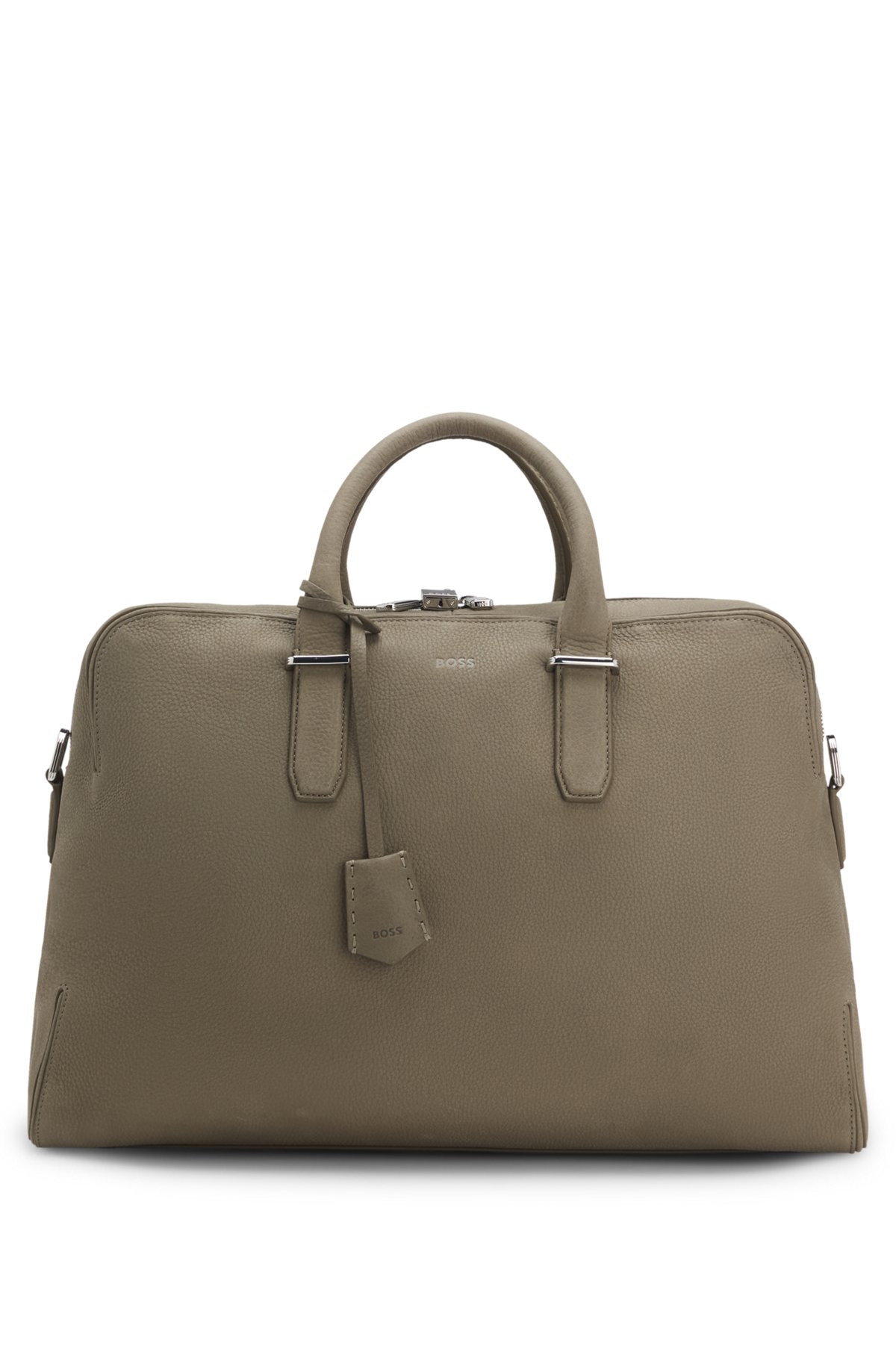 GRAINED-LEATHER HOLDALL WITH EMBOSSED LOGO - 2