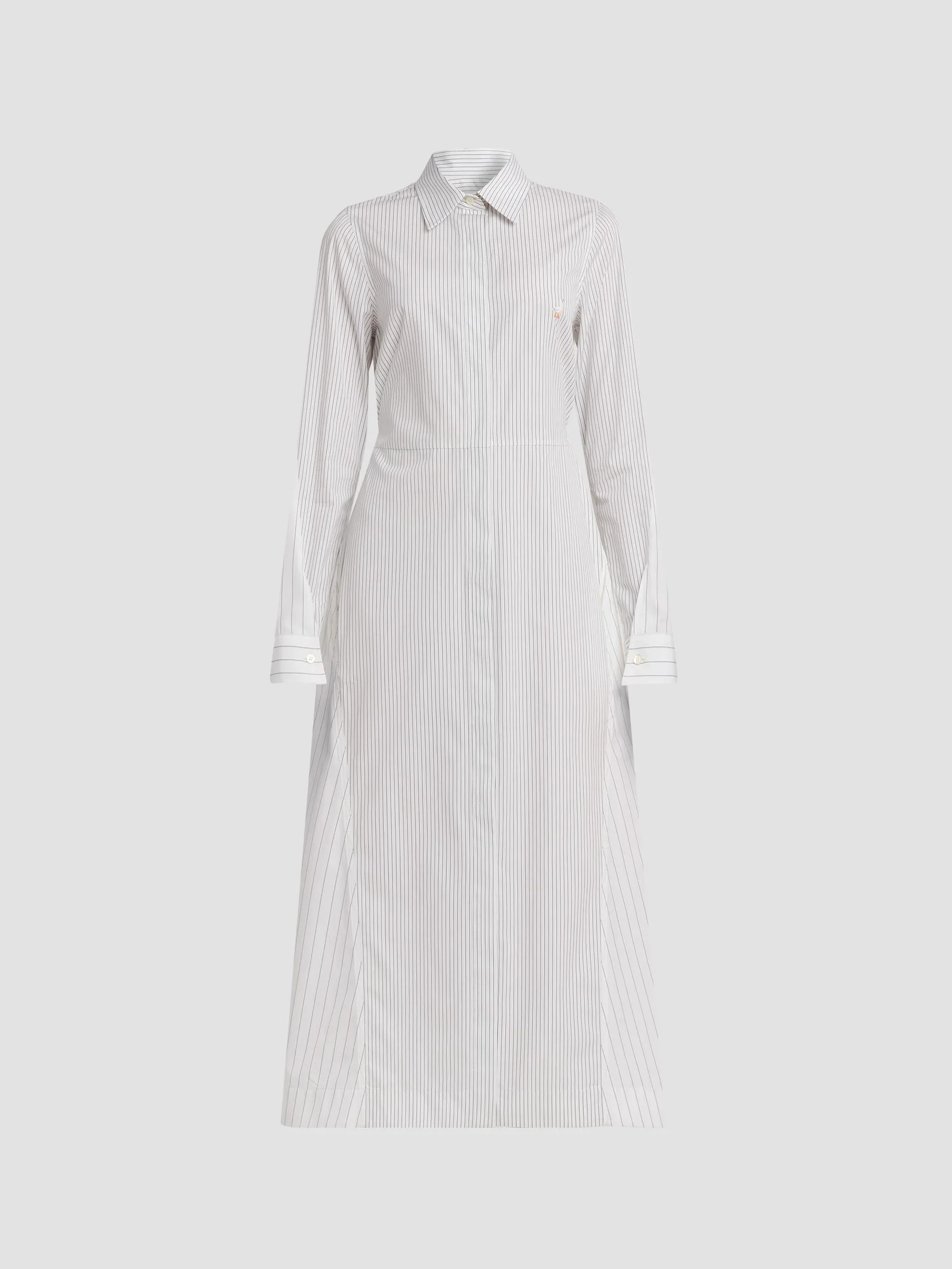 Women's Striped Cotton Poplin Midi Dress - Multi White - 1