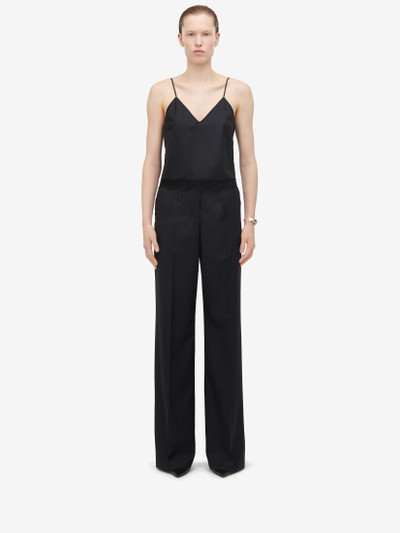 Alexander McQueen Women's High-waisted Wide Leg Trousers in Navy outlook