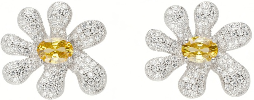 CRYSTAL PAVE SQUASHED BLOSSOM EARRING - 1