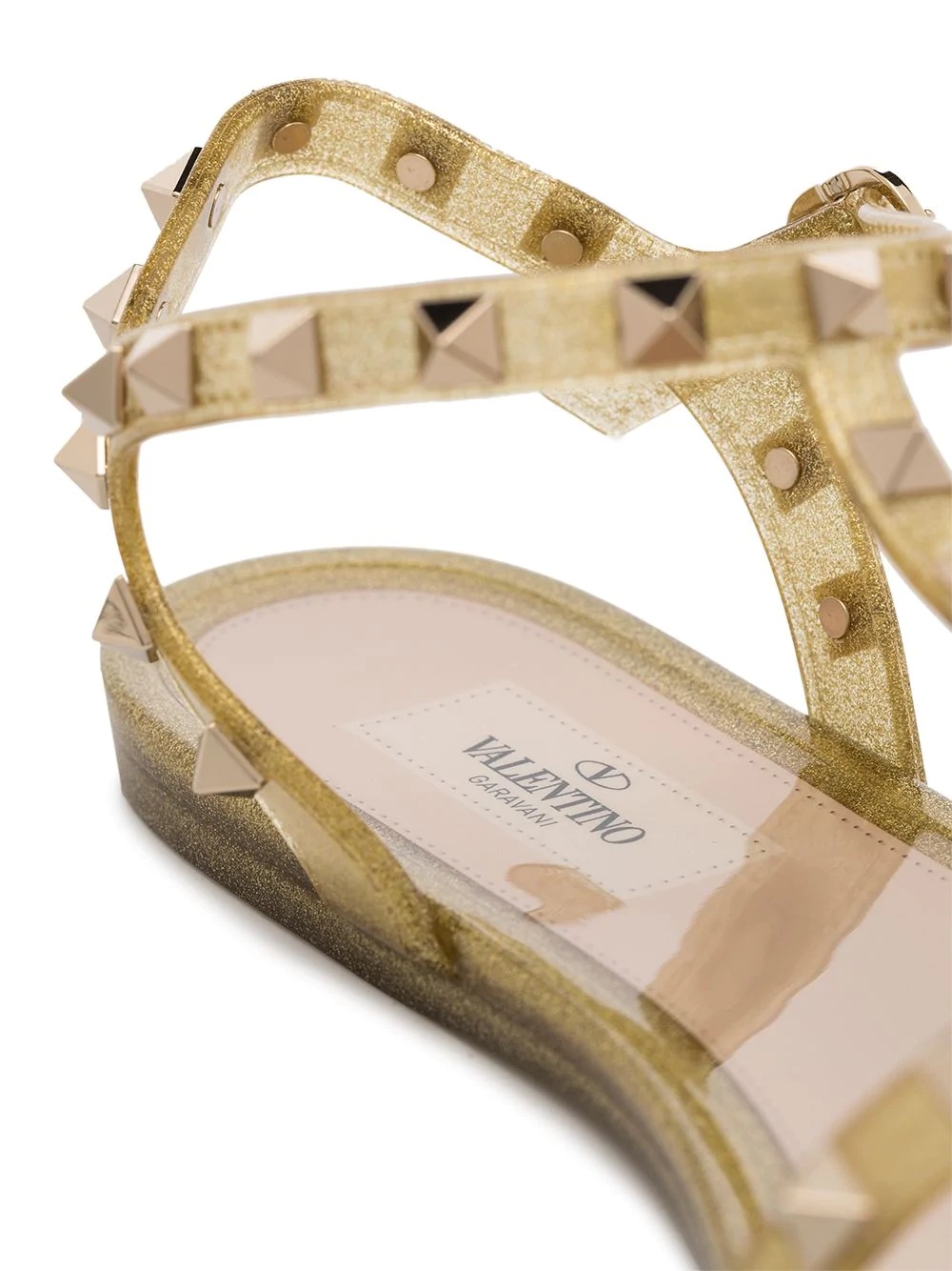 gold Summer Rockstud rubber sandals - 2