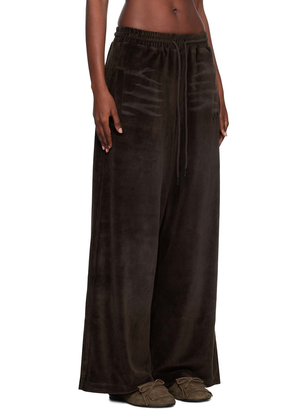 Brown Velour Wide Lounge Pants - 2