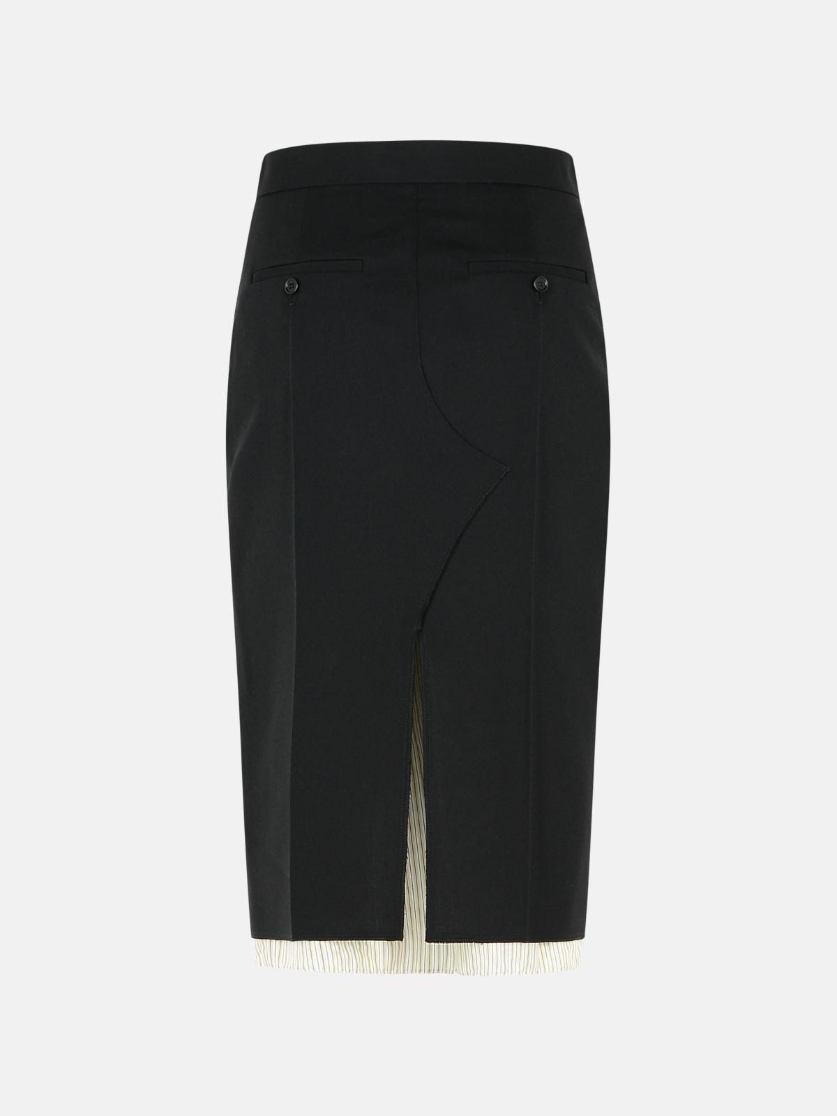 MIDI SKIRT IN COOL BLACK VIRGIN WOOL WITH EXPOSED LINING - 3