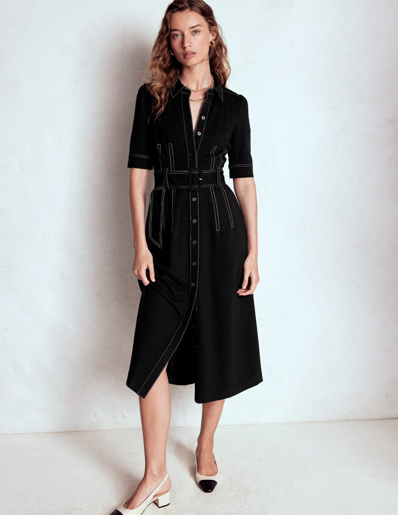 Anita Ponte Shirt Dress-Black 5