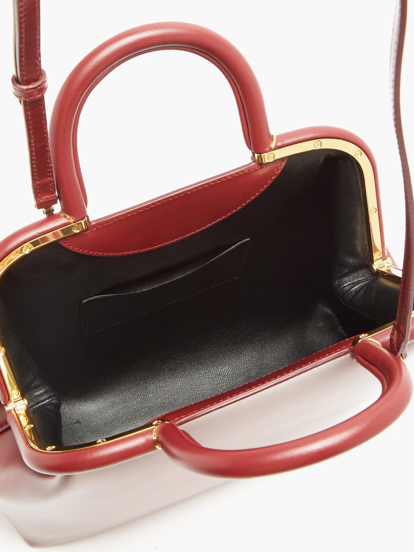 Logo-debossed medium top-handle leather handbag - 5