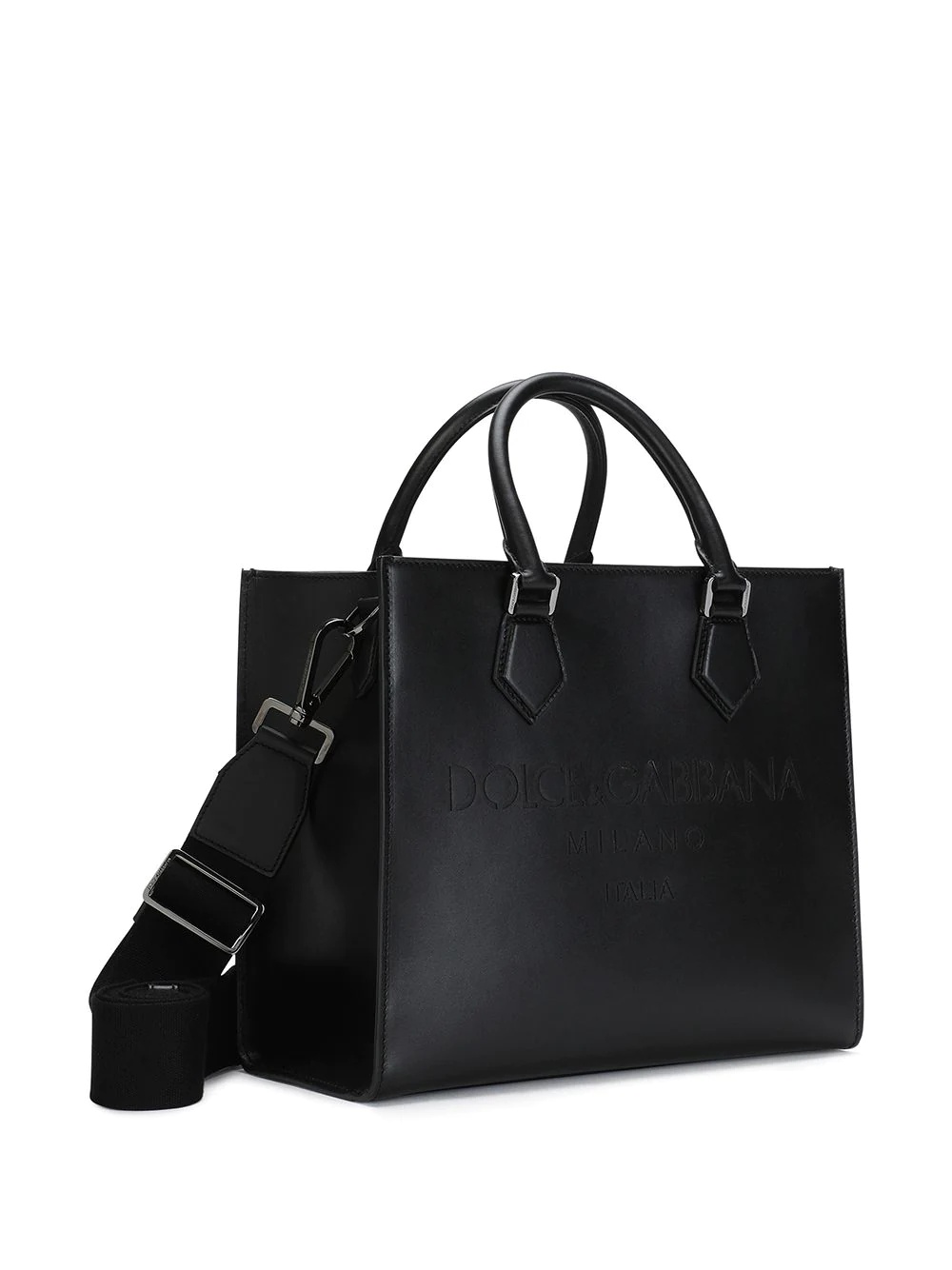 logo-embossed leather tote bag - 3