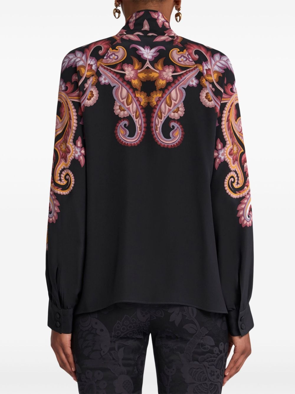 printed crepe de chine blouse - 3