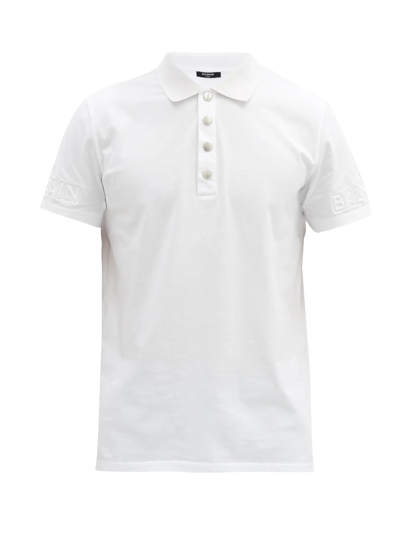 Padded-logo cotton-jersey polo shirt - 1