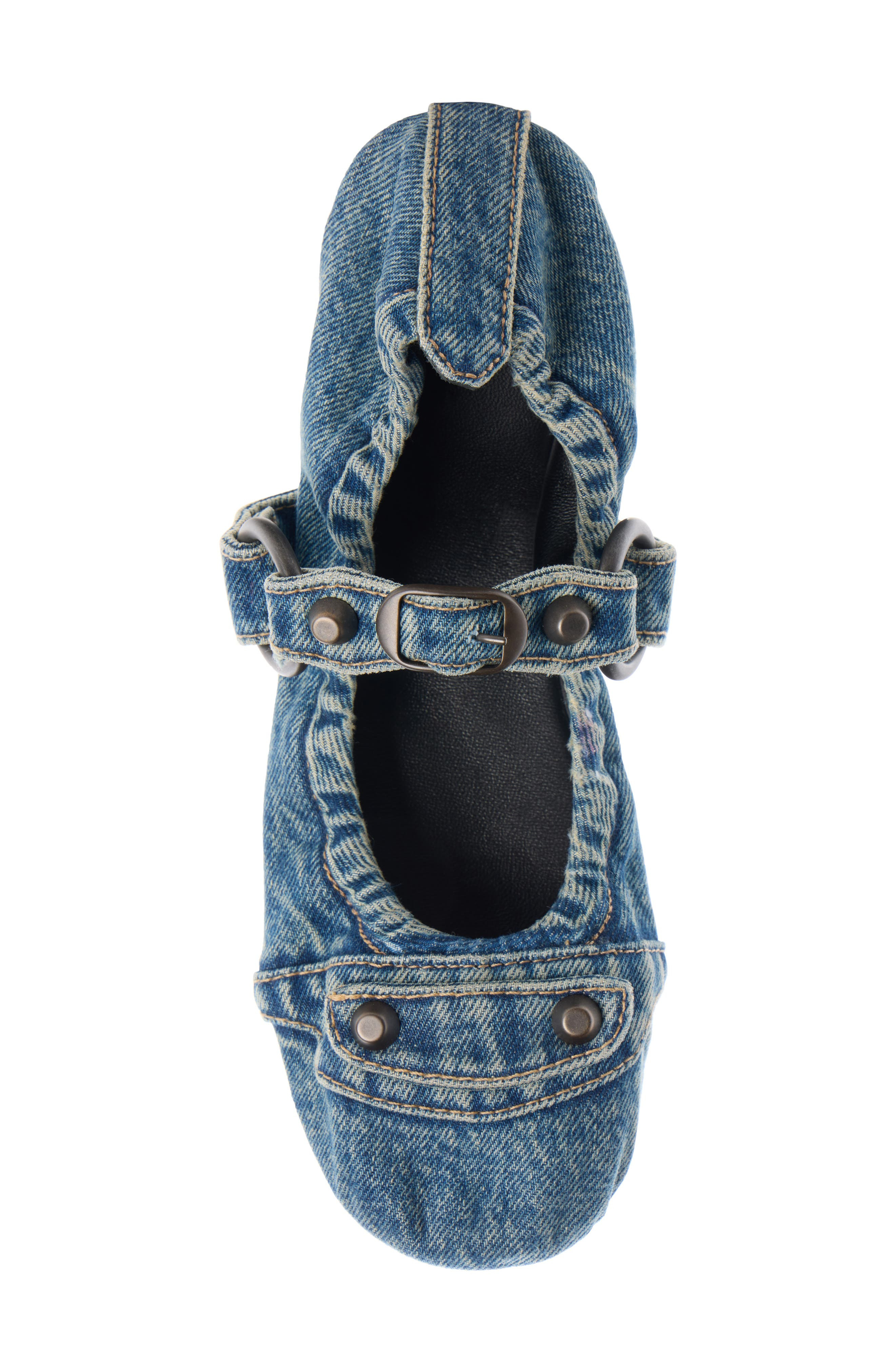 Balenciaga City Denim Mary Jane Flat in Blue/Brass Denim at Nordstrom - 4