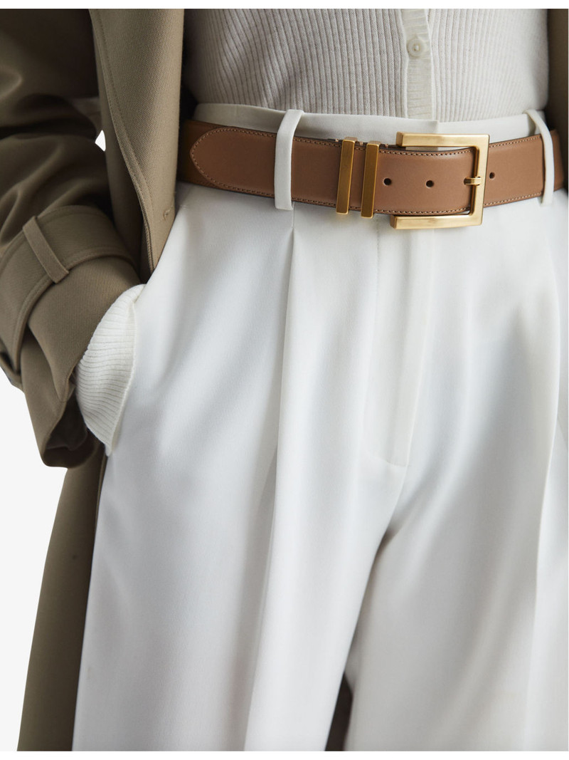 REISS Brompton square-buckle leather belt outlook