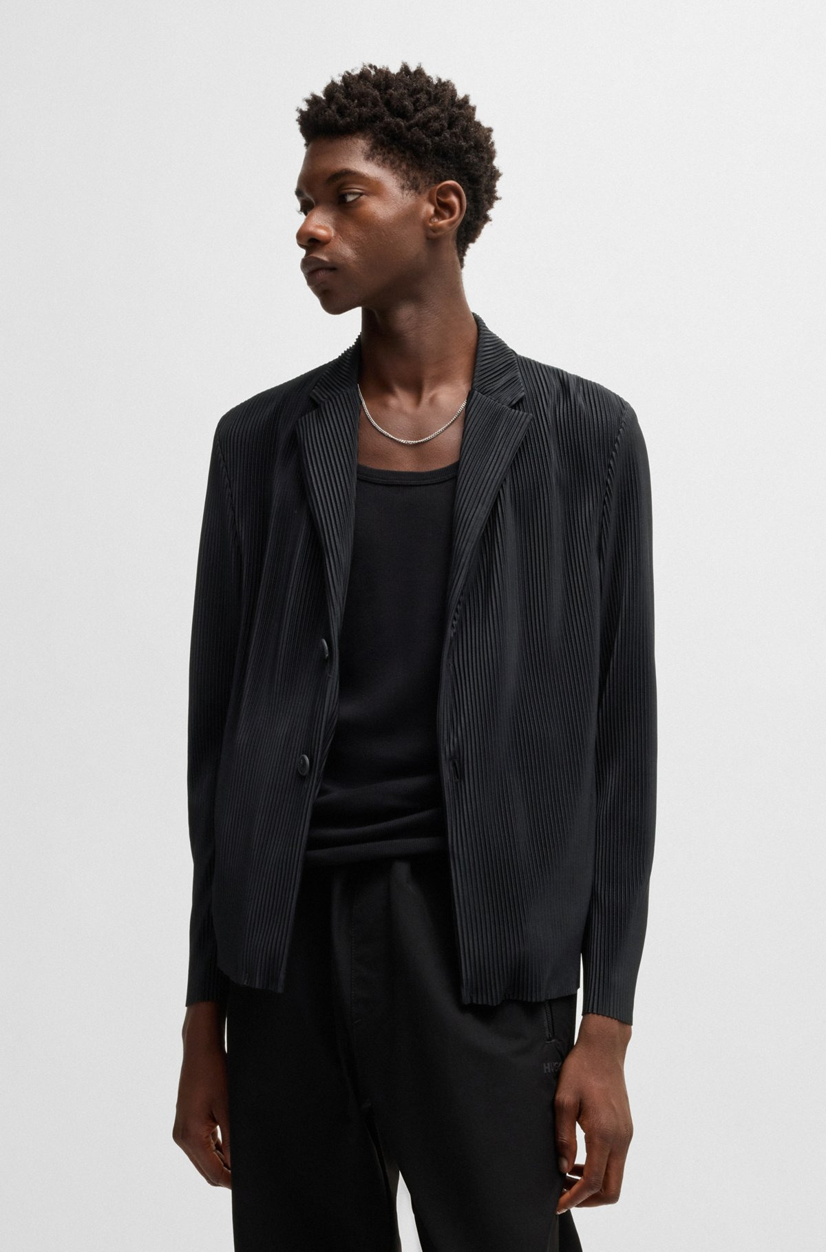 MODERN-FIT JACKET IN JERSEY WITH PLISSÉ PLEATS - 2