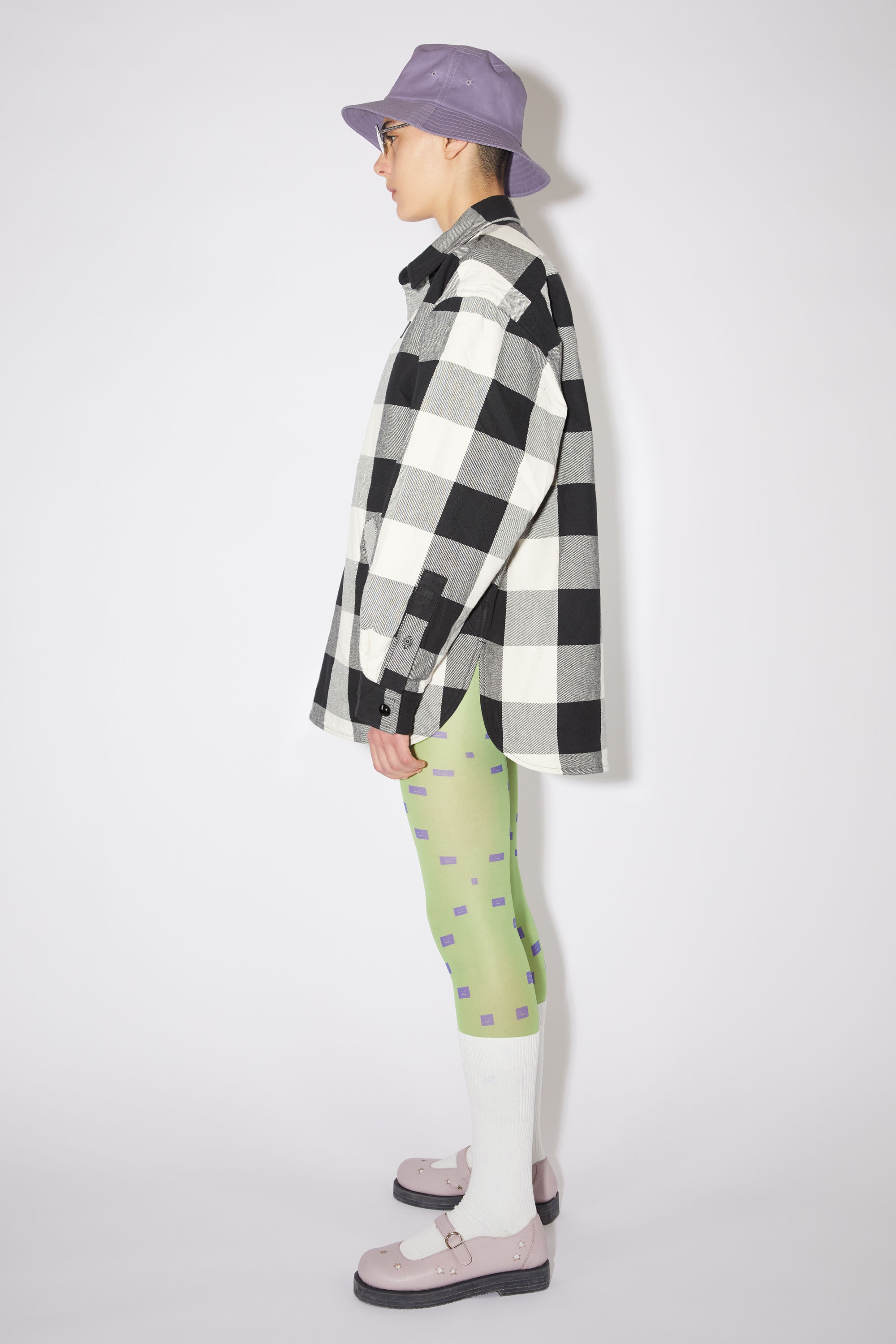 Check padded overshirt - Black/white - 4