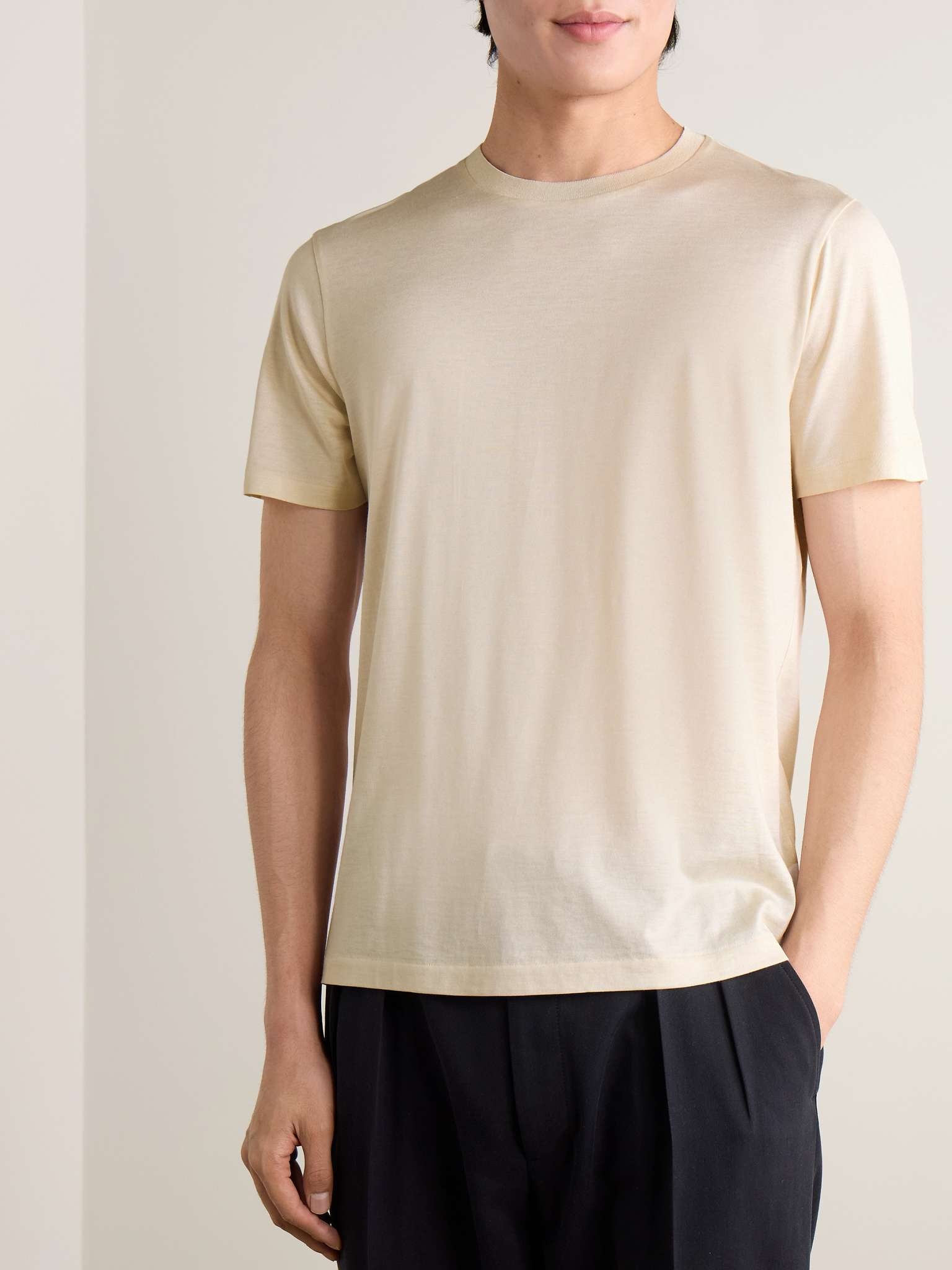 Slim-Fit Logo-Embroidered Cotton and Silk-Blend Jersey T-Shirt - 3