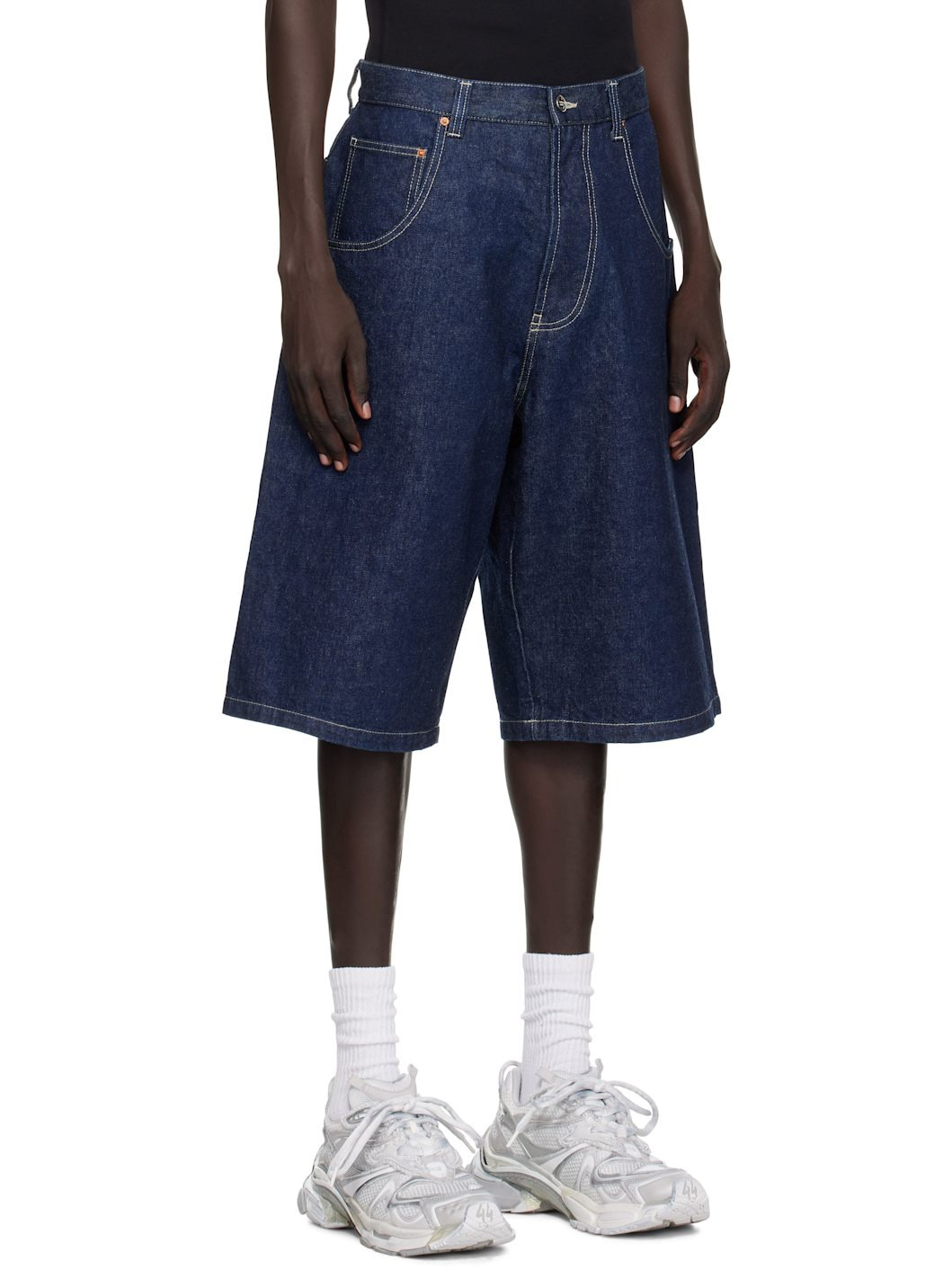 Navy Hip-Hop Denim Shorts - 2