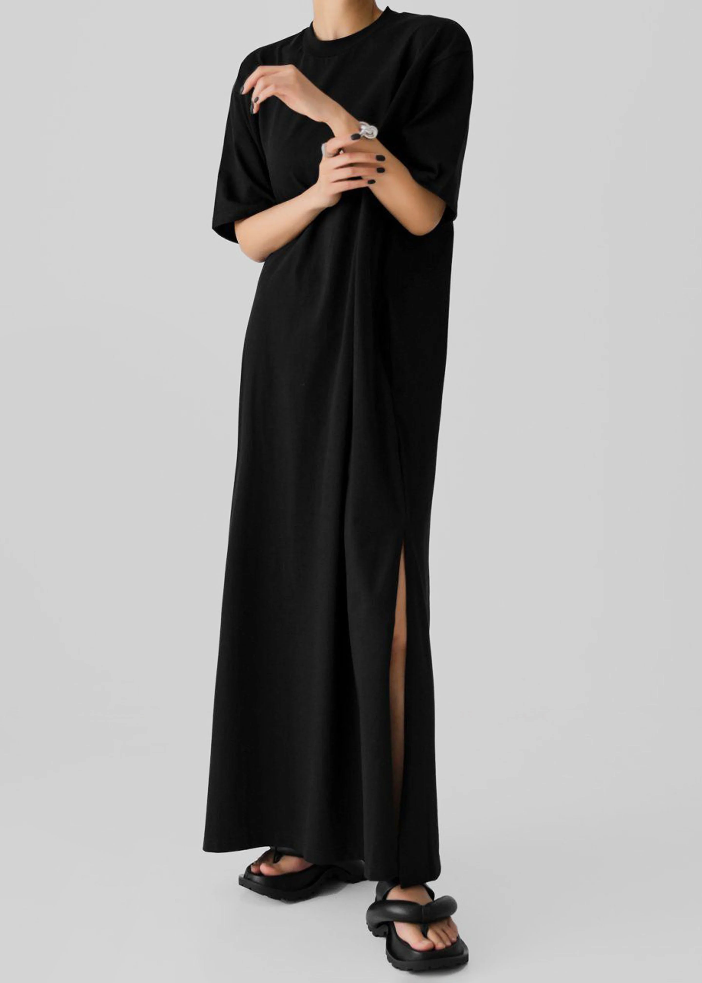 Lou Oversized Tee Dress - Black - 1