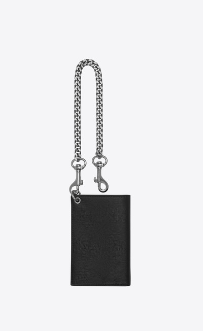 SAINT LAURENT n/s chain wallet in grain de poudre embossed leather outlook