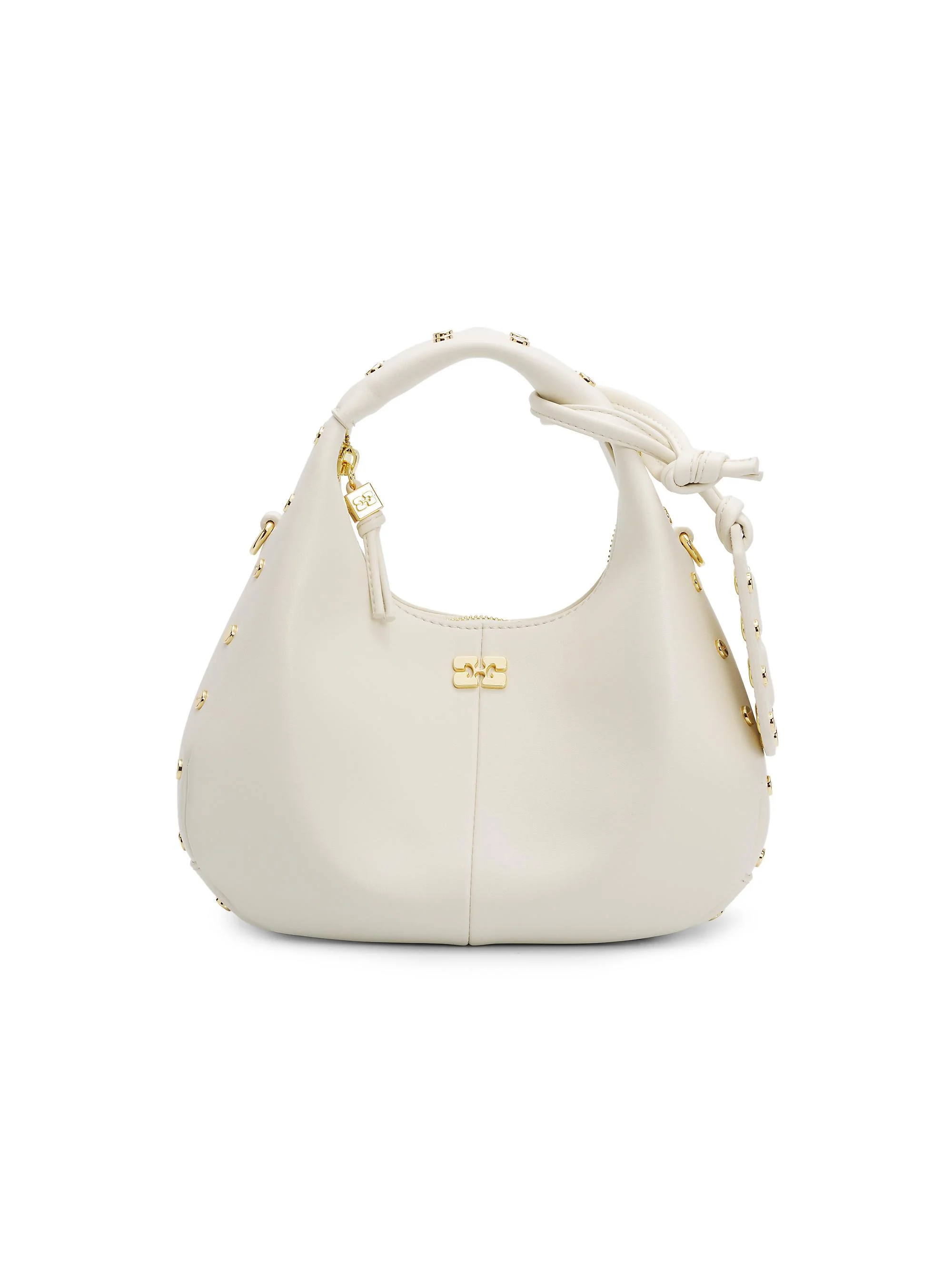 Women's Mini Studded Hobo Bag - Egret - 1