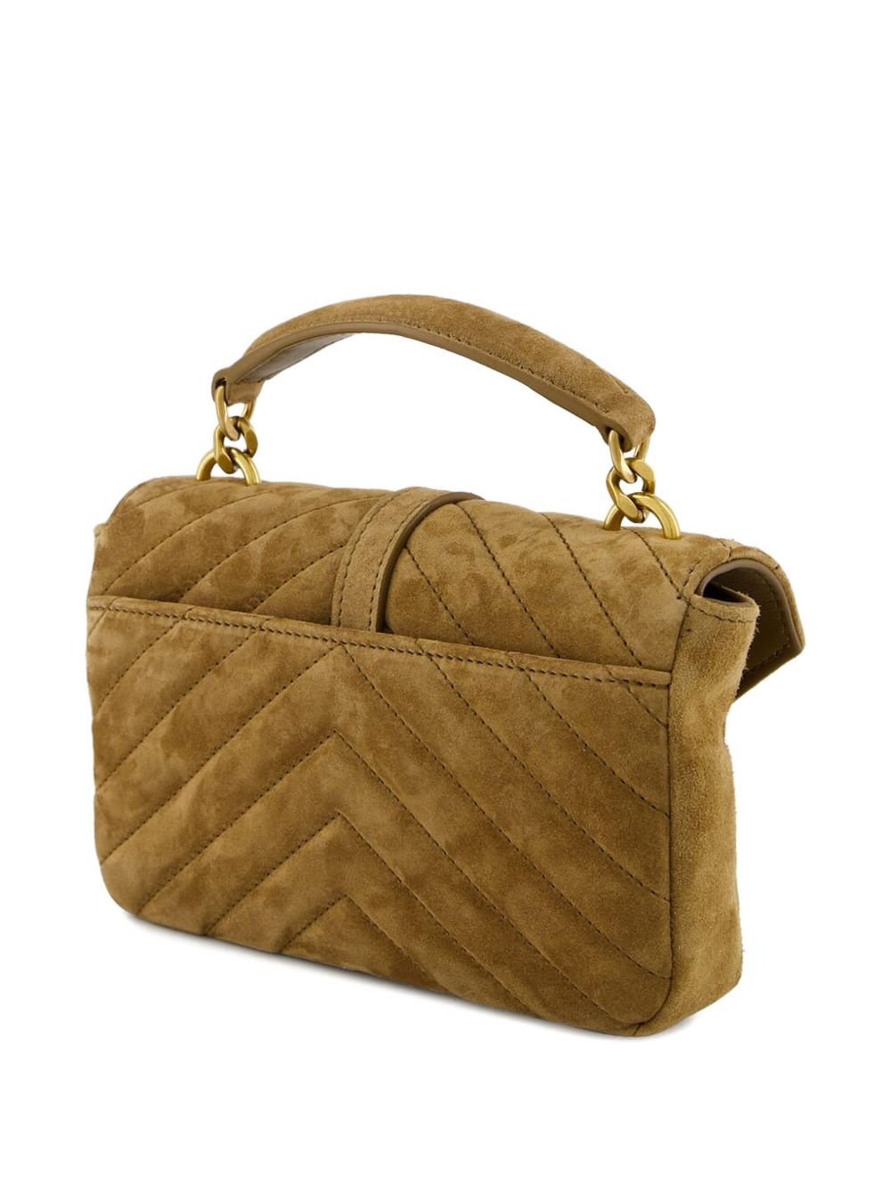 College chevron-quilted suede shoulder bag - 2