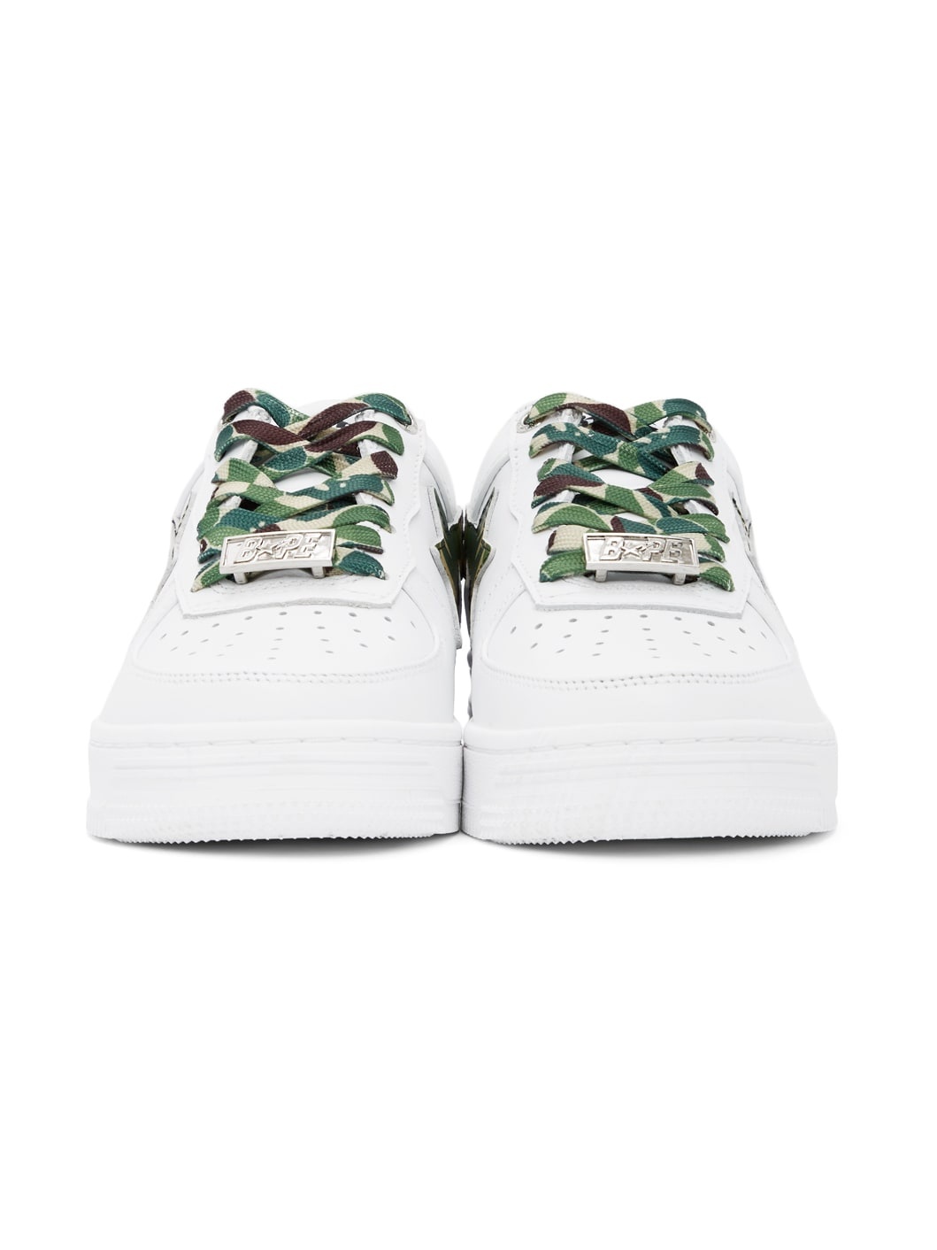White & Green Camo Bapesta Low Sneakers - 2
