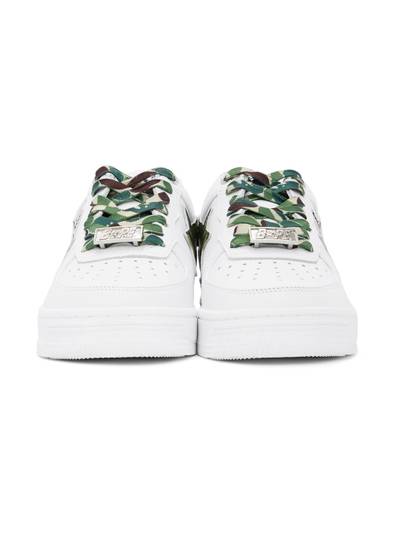 A BATHING APE® White & Green Camo Bapesta Low Sneakers outlook