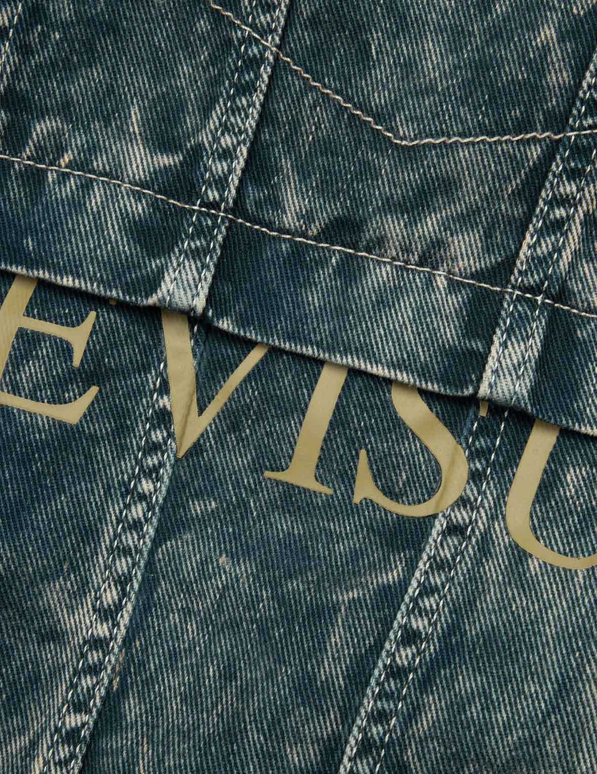 Multi-Print and Embroidery Acid-Wash Fashion Fit Denim Jacket - 5