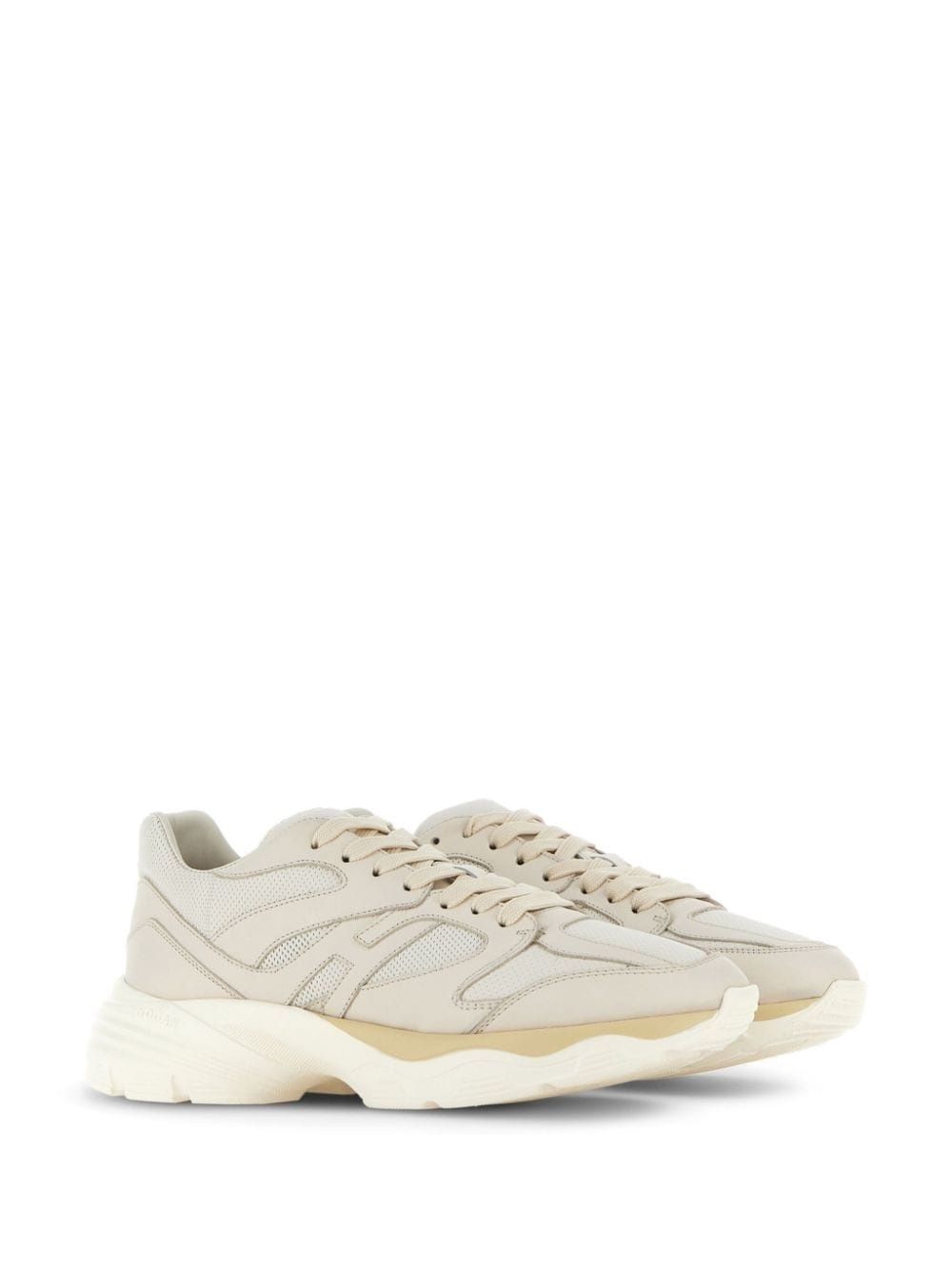 panelled leather sneakers - 2