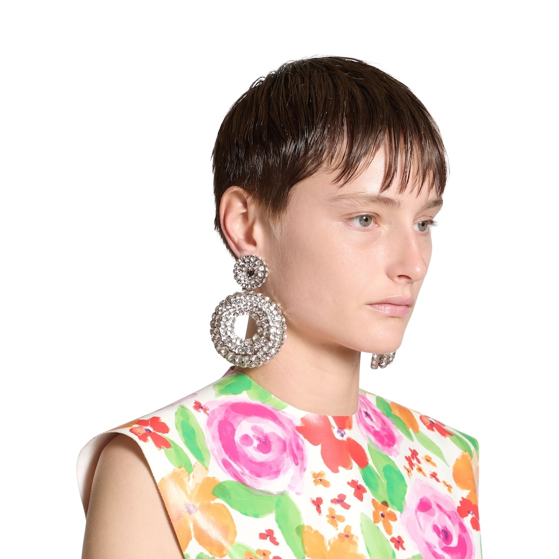 Women's Palazzo Round Earrings in Antique Silver - 6