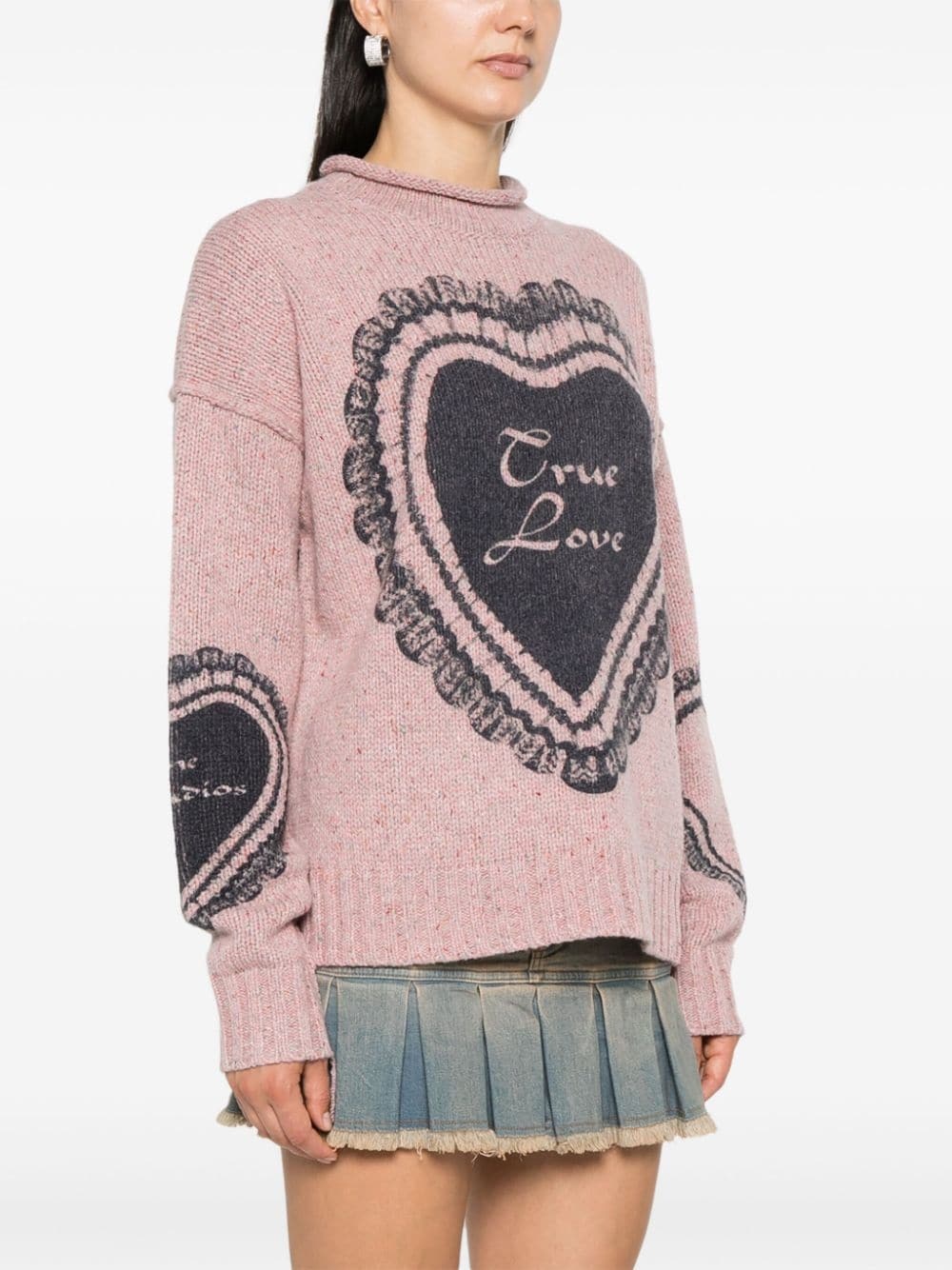 heart-print chunky-knit jumper - 3