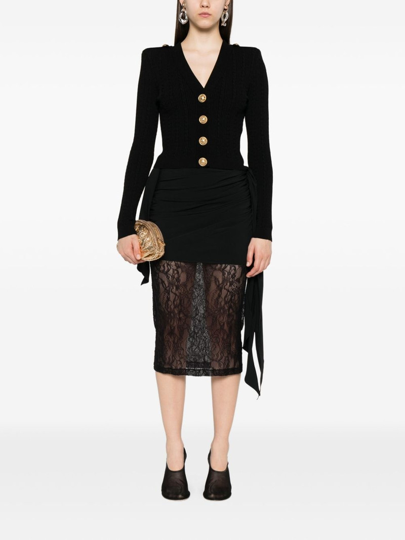 Balmain ribbed button-up cardigan outlook