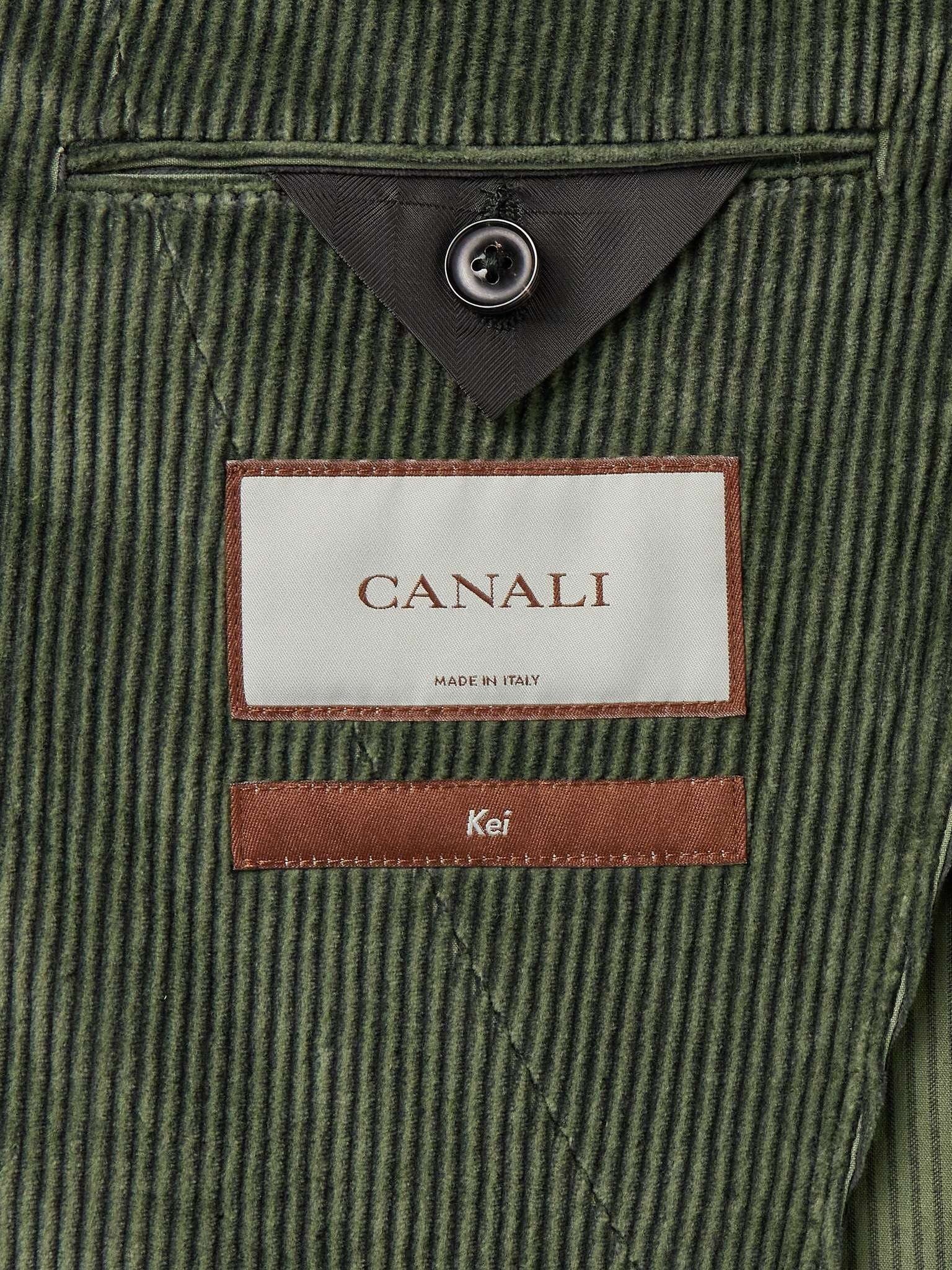 Canali Kei Unstructured Double Breasted Cotton Blend Corduroy Suit Jacket REVERSIBLE