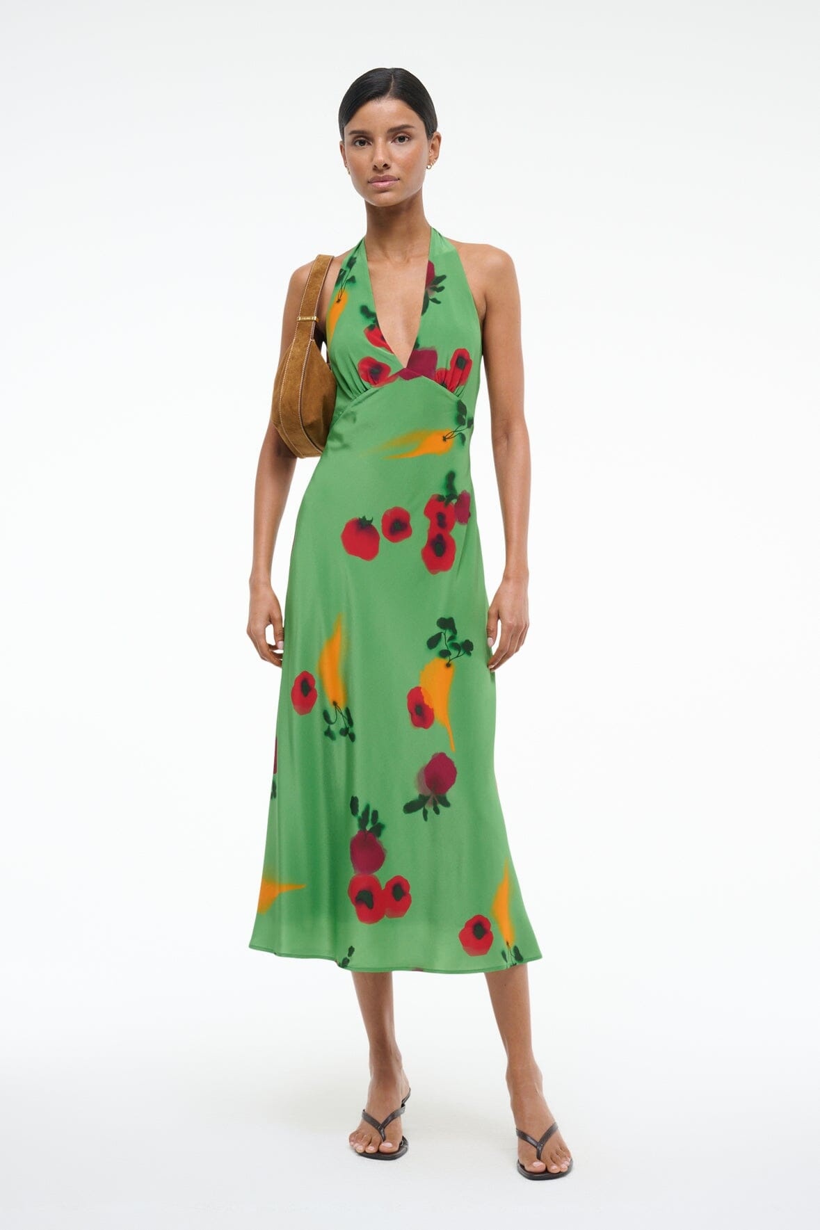 STAUD LUCCA SILK DRESS FARMERS MARKET LEAF - 2