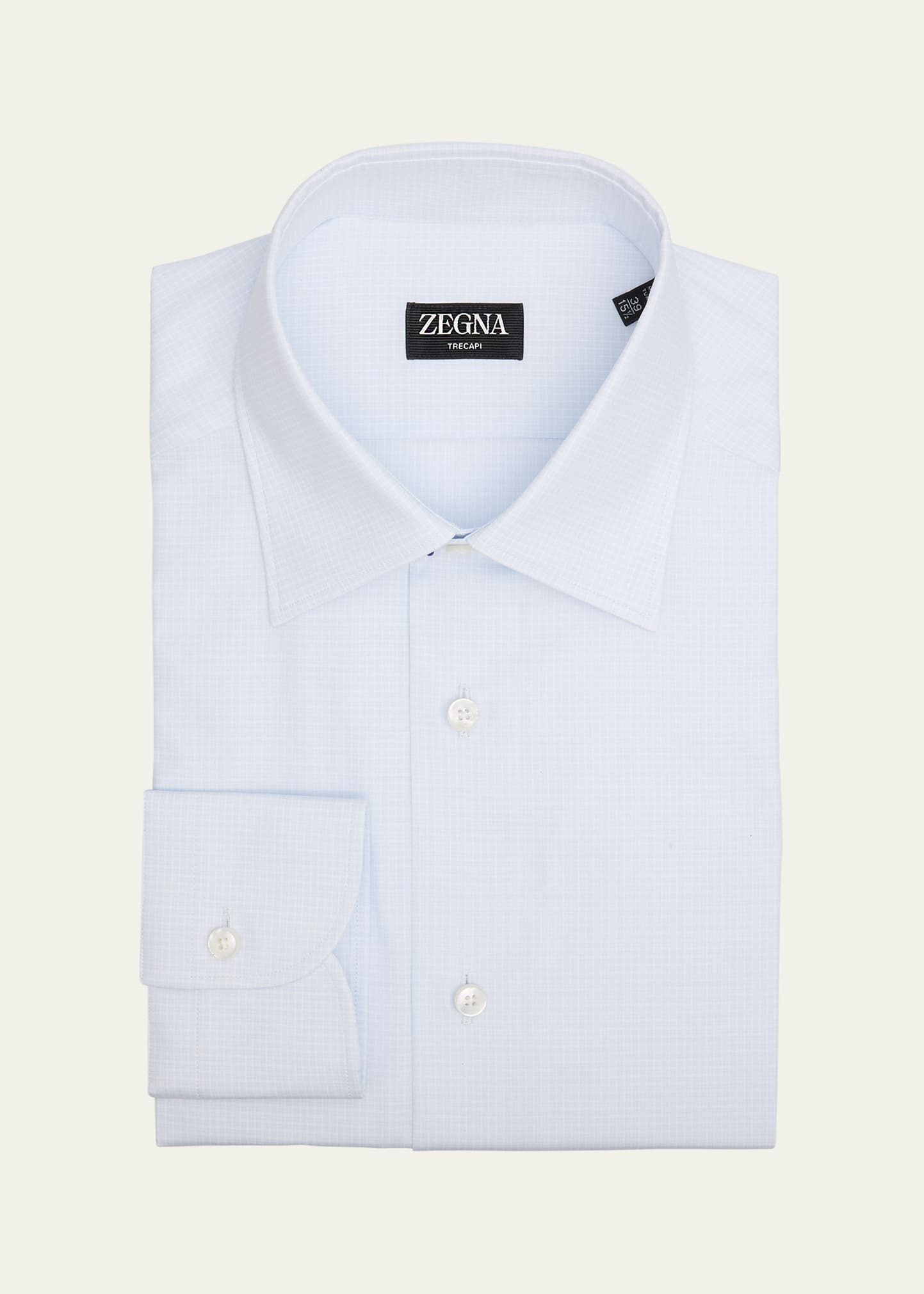 Men's Trecapi Cotton Grid Check Dress Shirt - 1