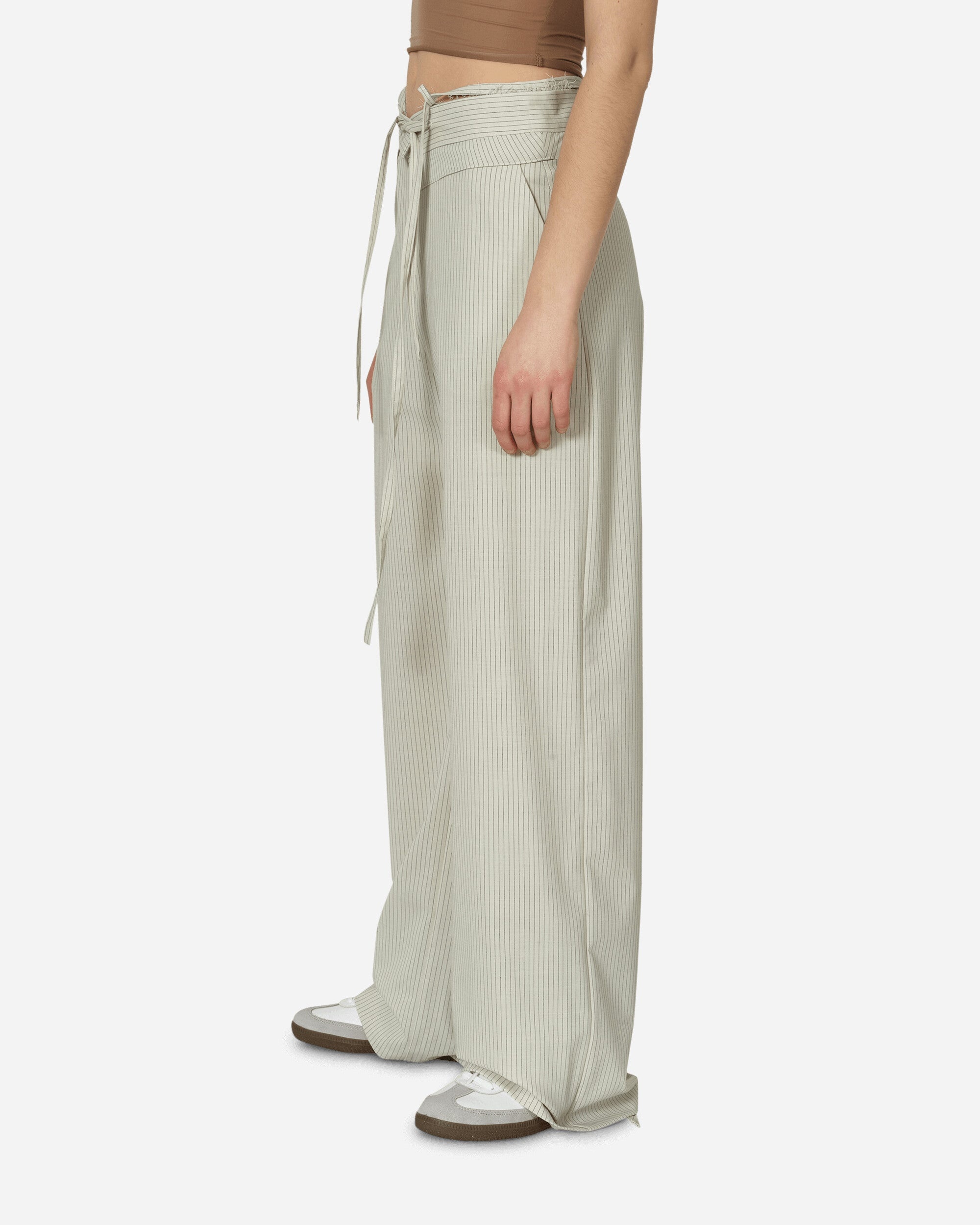 Double Fold Suit Pants Cream Pinstripe - 2