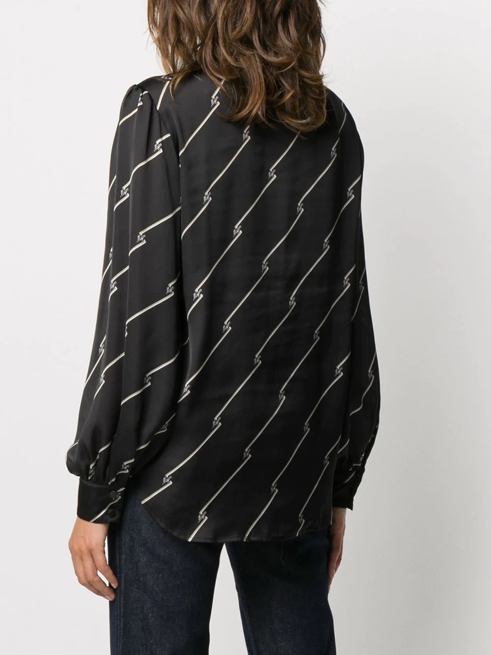 diagonal-stripe logo blouse - 4