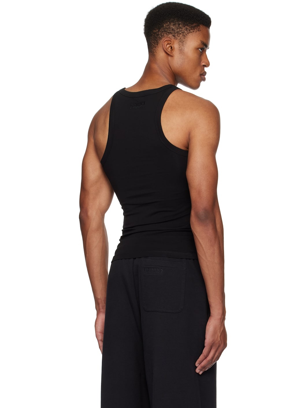 Black Embroidered Logo Tank Top - 3