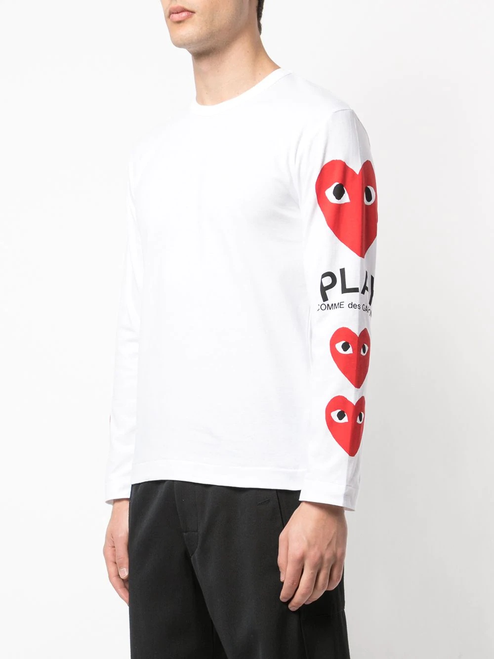 heart printed sleeves T-shirt - 3