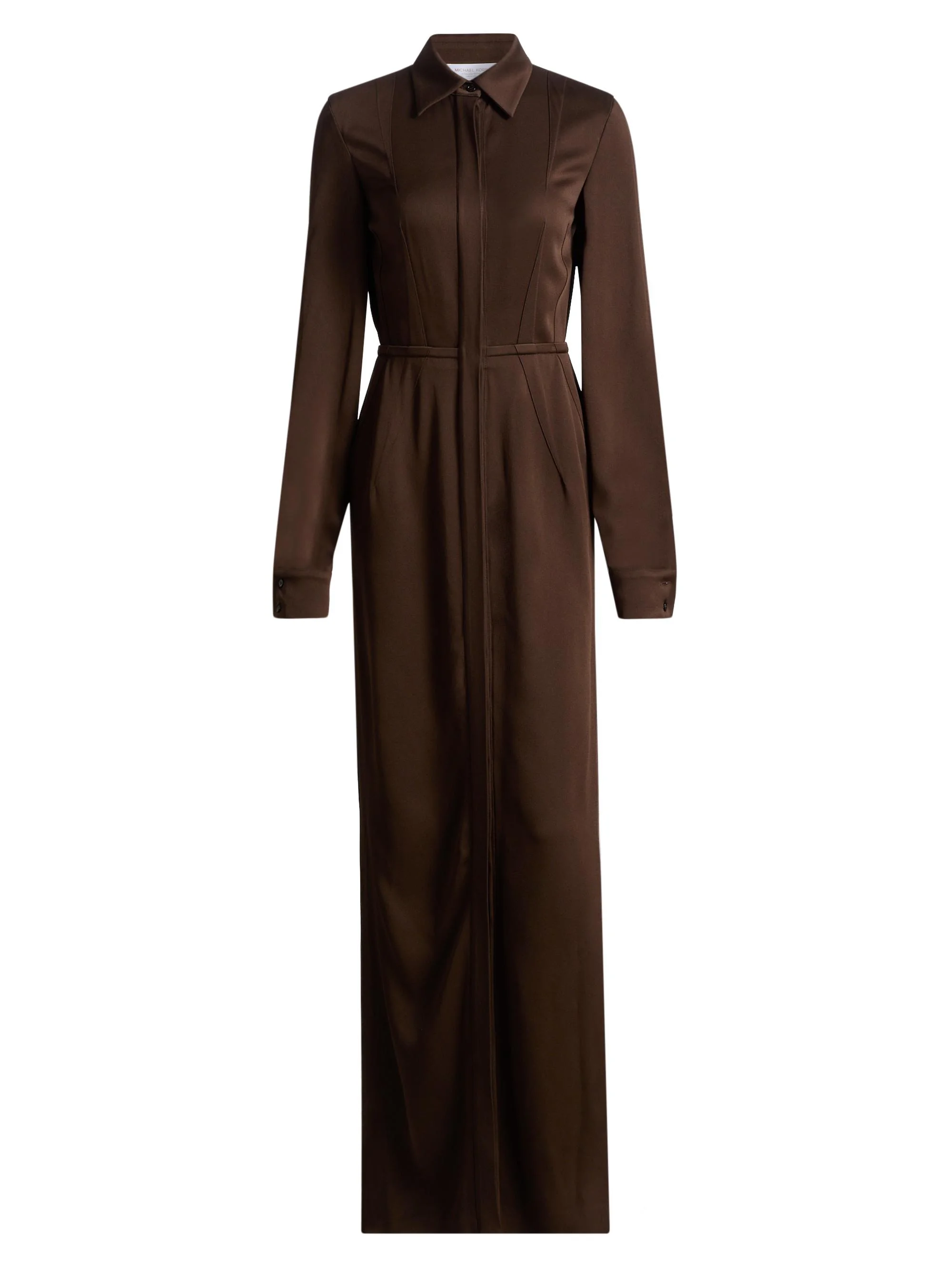 Women's Slit Sleeve Maxi Shirtdress - Espresso - 1
